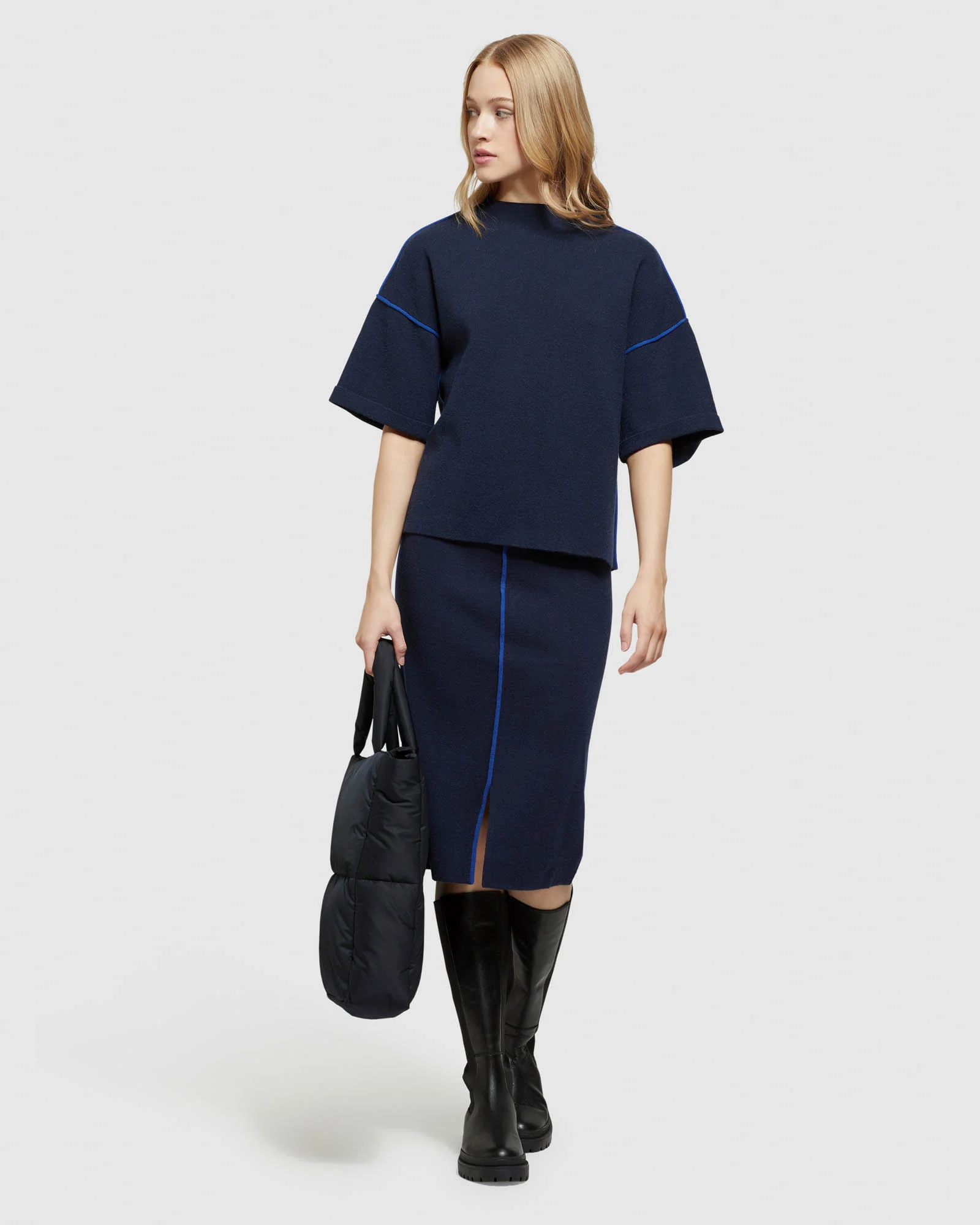 Harper Piping Detail Knit Tube Skirt - Image 5