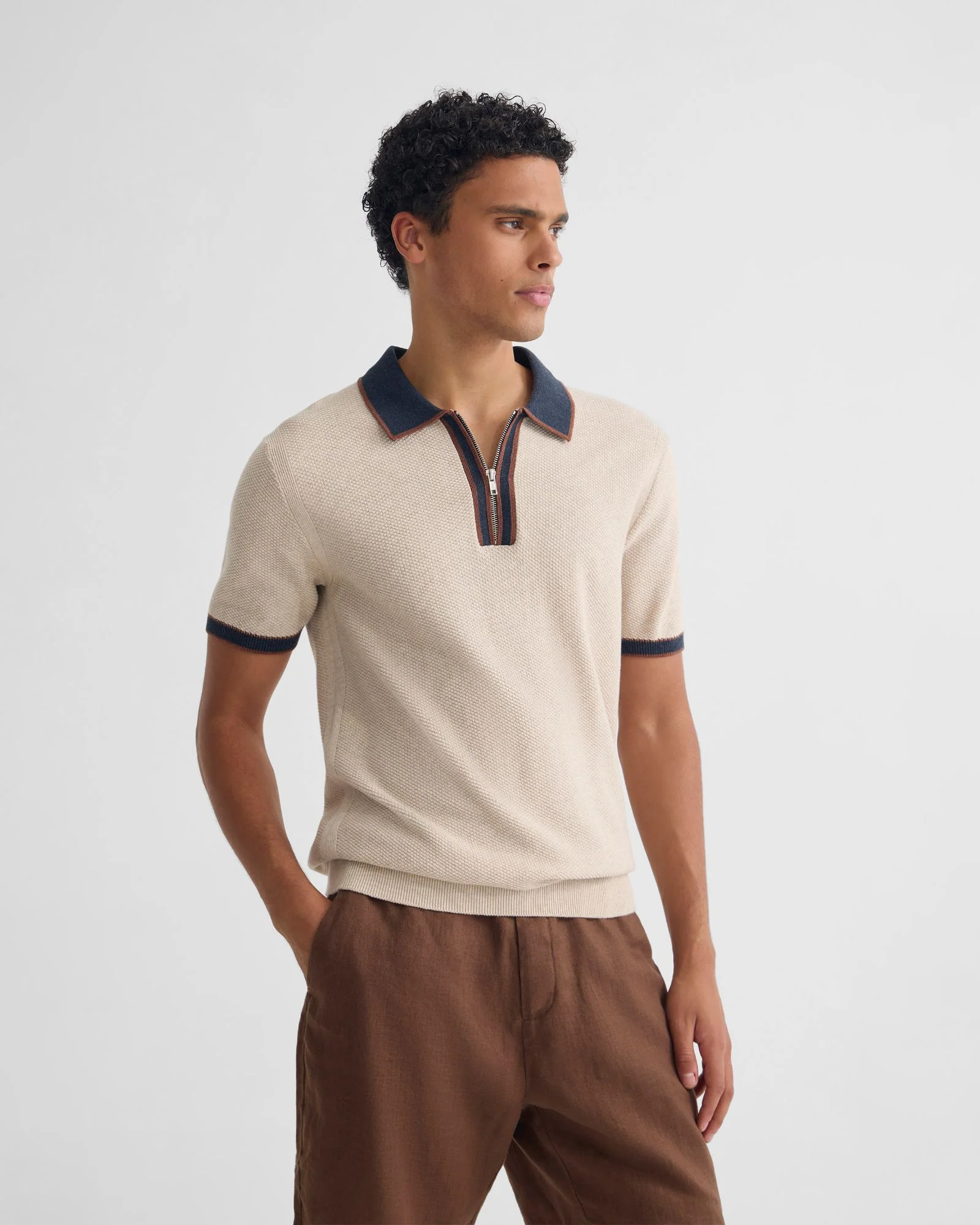 Holden Zip Neck Knitted Polo - Image 10