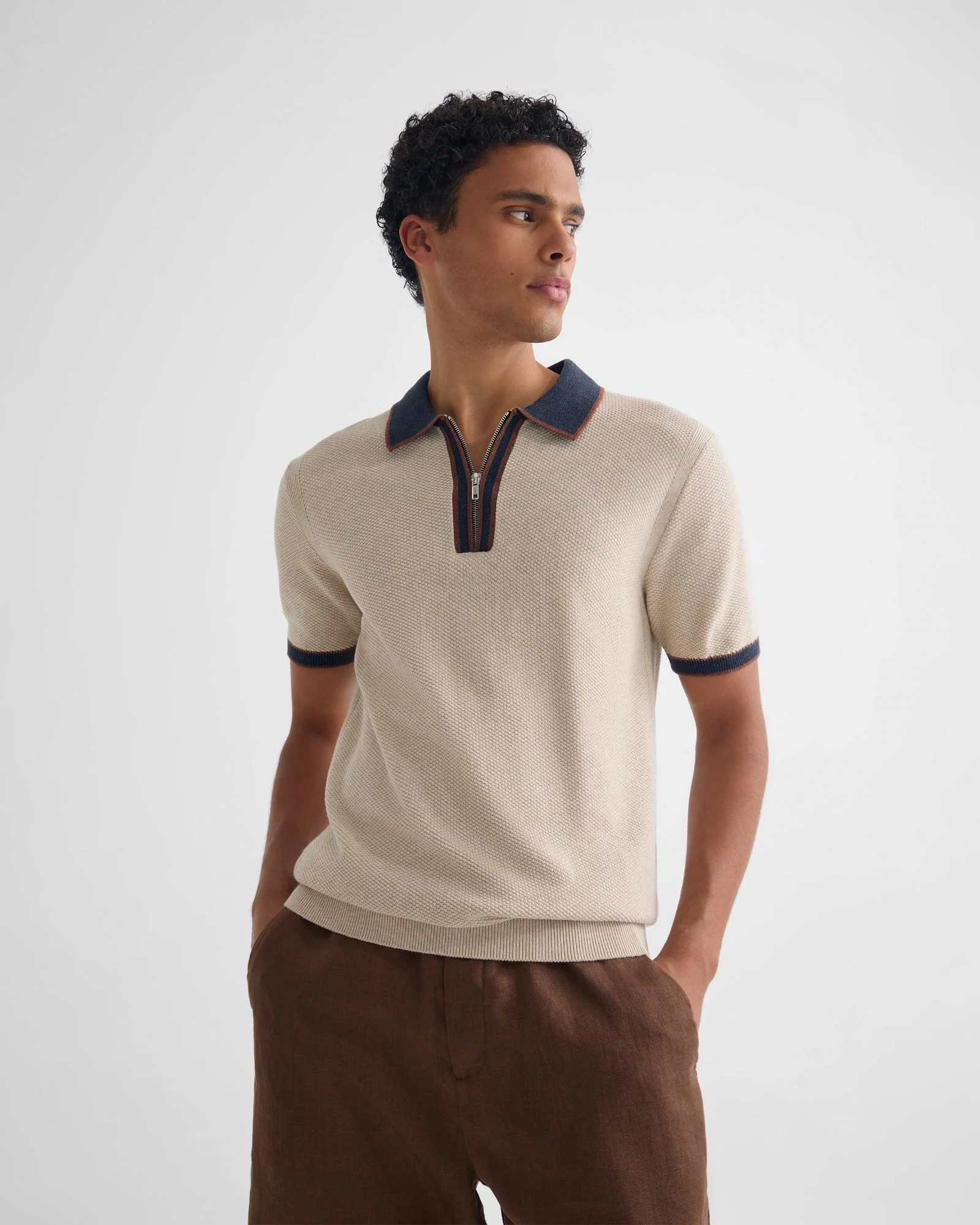Holden Zip Neck Knitted Polo - Image 12