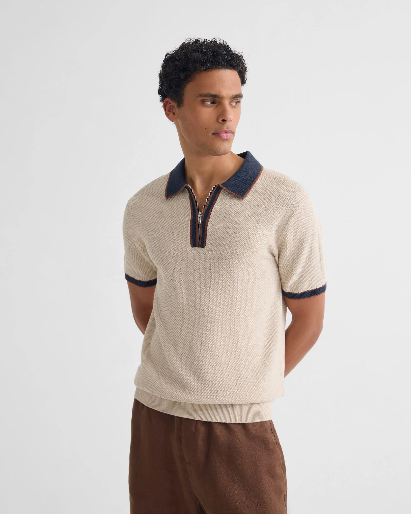 Holden Zip Neck Knitted Polo - Image 13