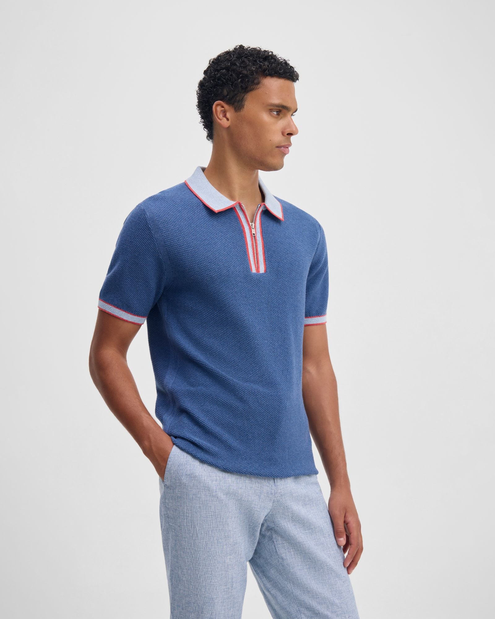 Holden Zip Neck Knitted Polo - Image 3