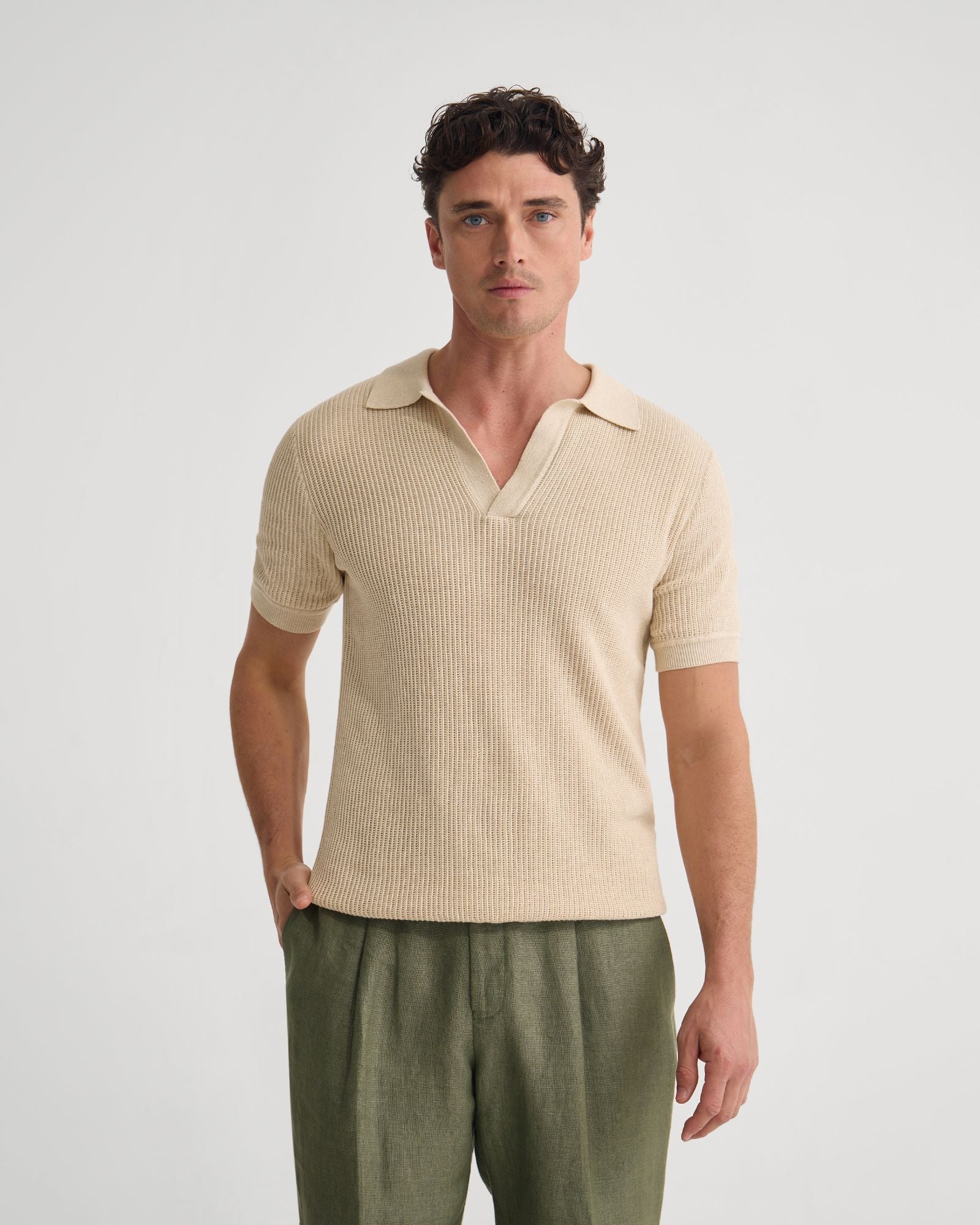 Huck Lined Knitted Polo - Image 21