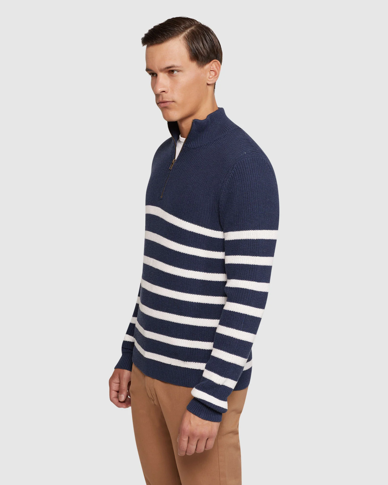 Jack Knitted Stripe Zip Up Sweater - Image 2