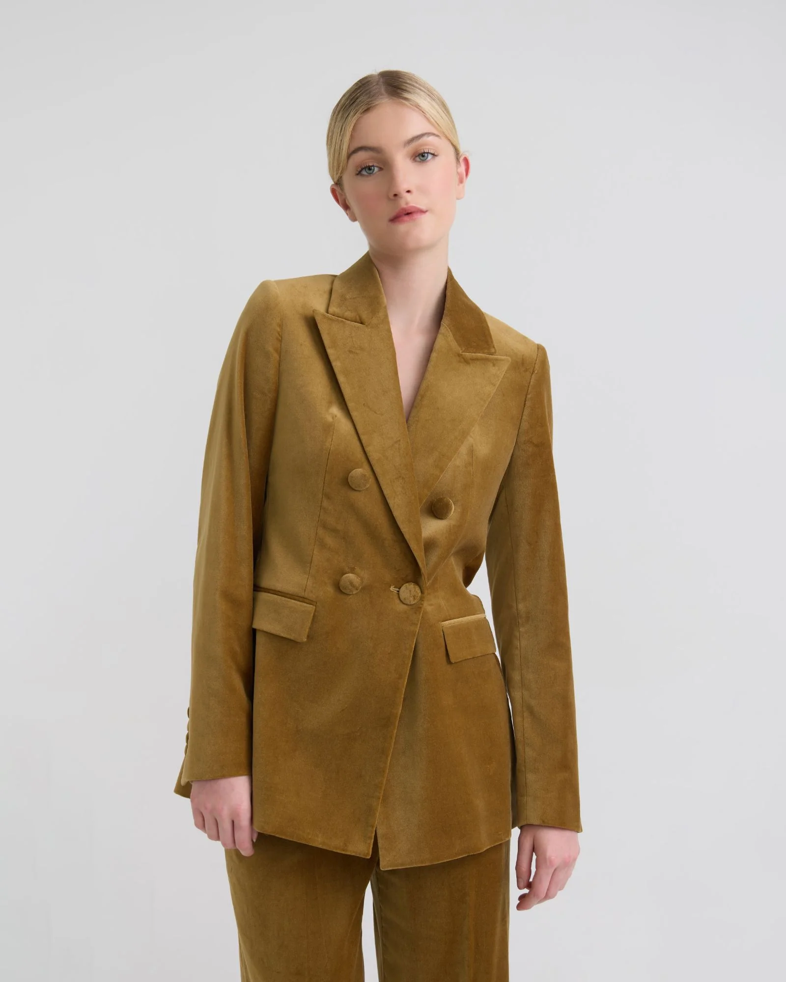 Jenna Double Breasted Stretch Velvet Blazer - Image 5