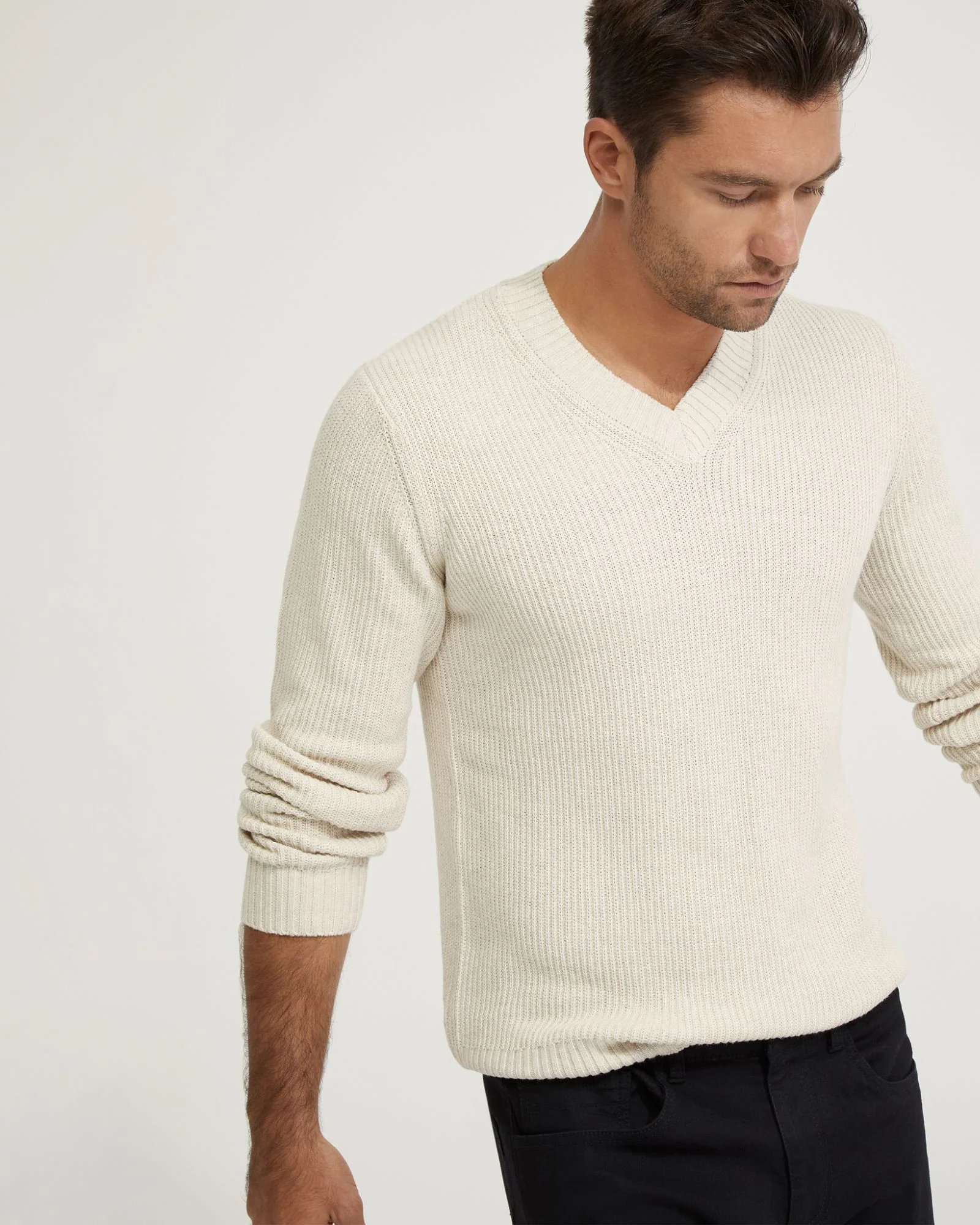 Kane Cotton Rib V-Neck Knit - Image 10