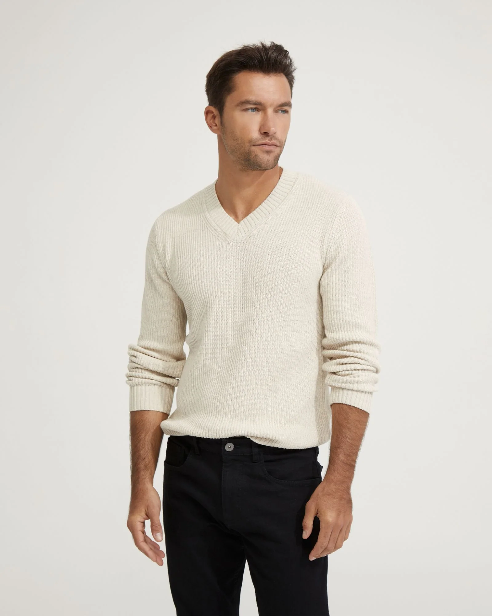 Kane Cotton Rib V-Neck Knit - Image 11