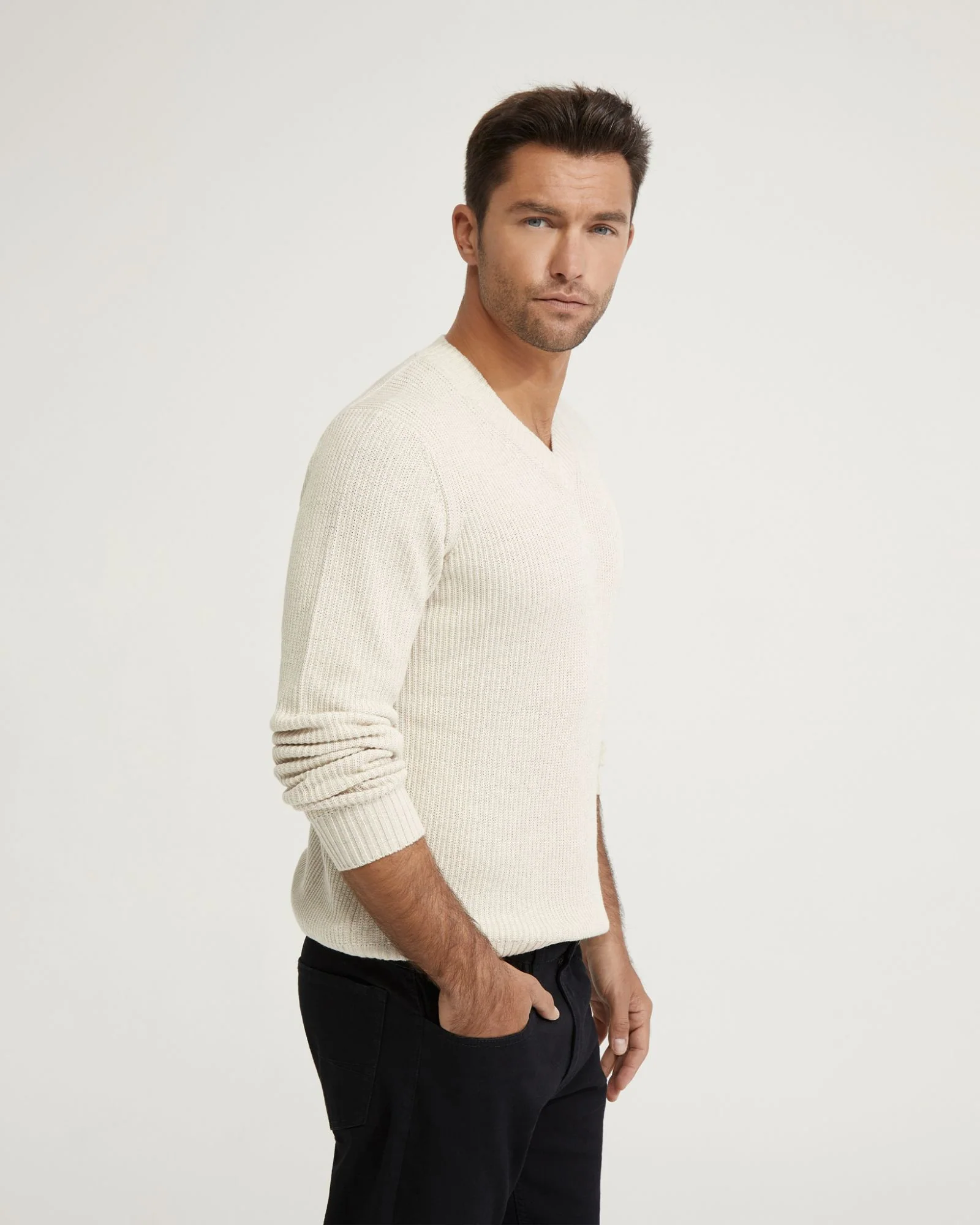 Kane Cotton Rib V-Neck Knit - Image 8