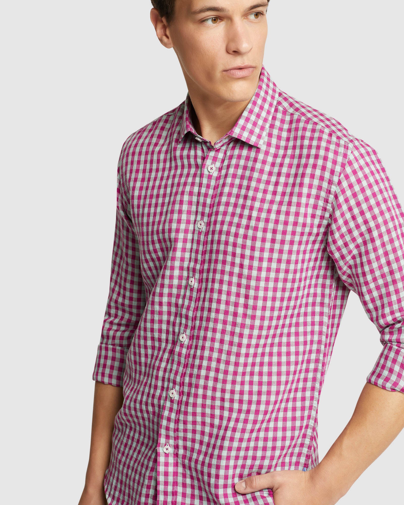 Kenton Linen Blend Checked Shirt - Image 10