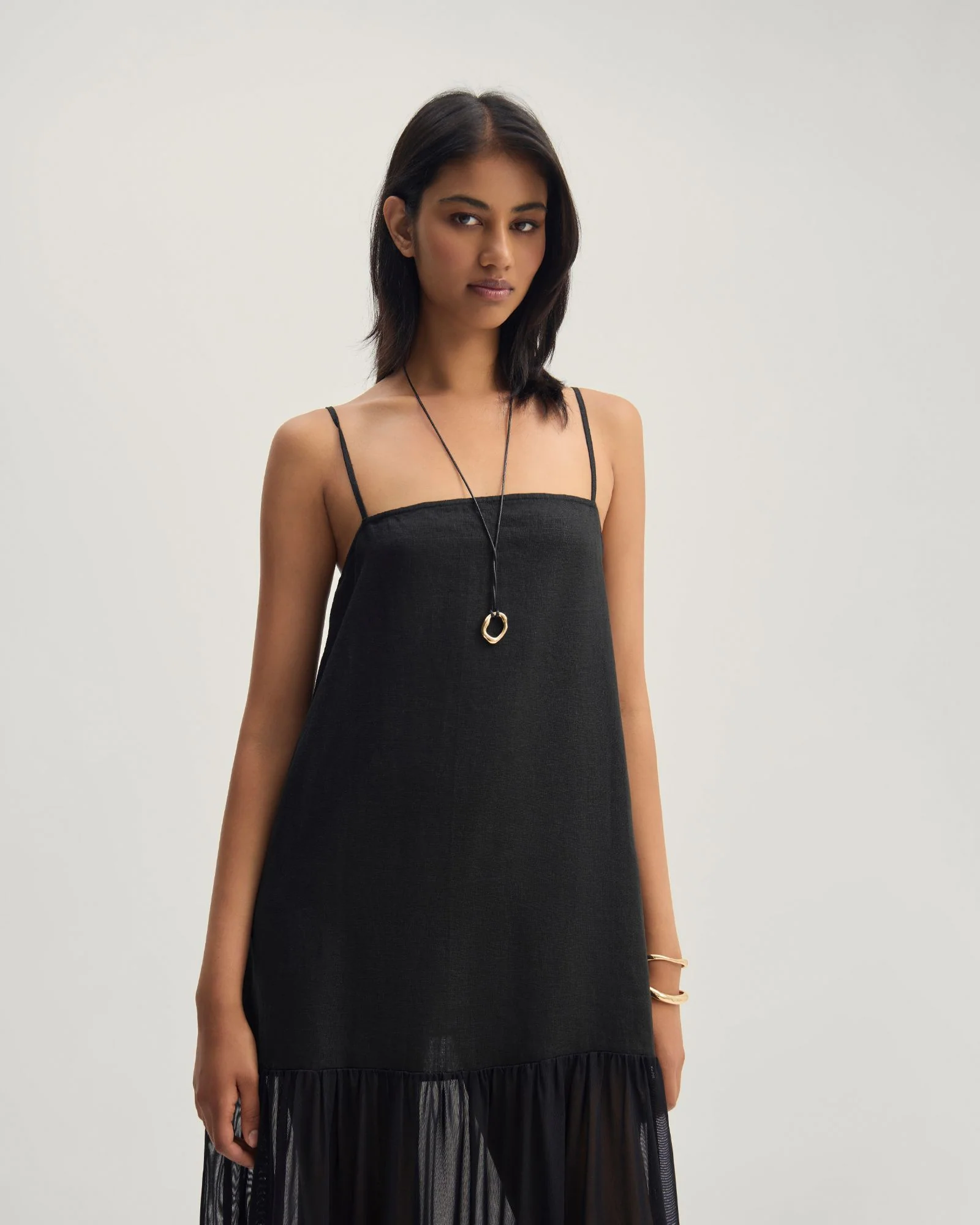 Kristel Linen And Mesh Dress - Image 6