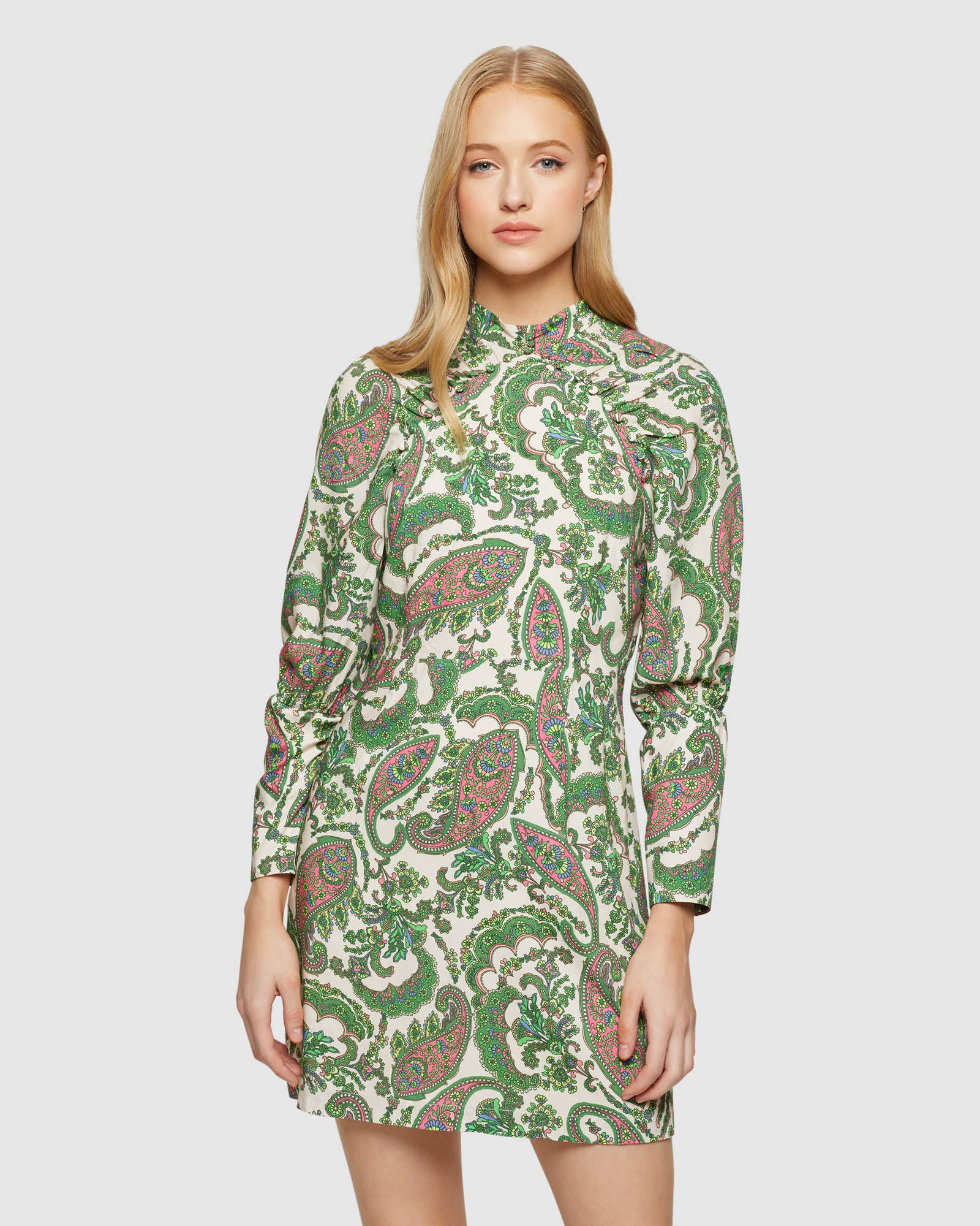 Leila Paisley Printed Mini Dress - Image 2