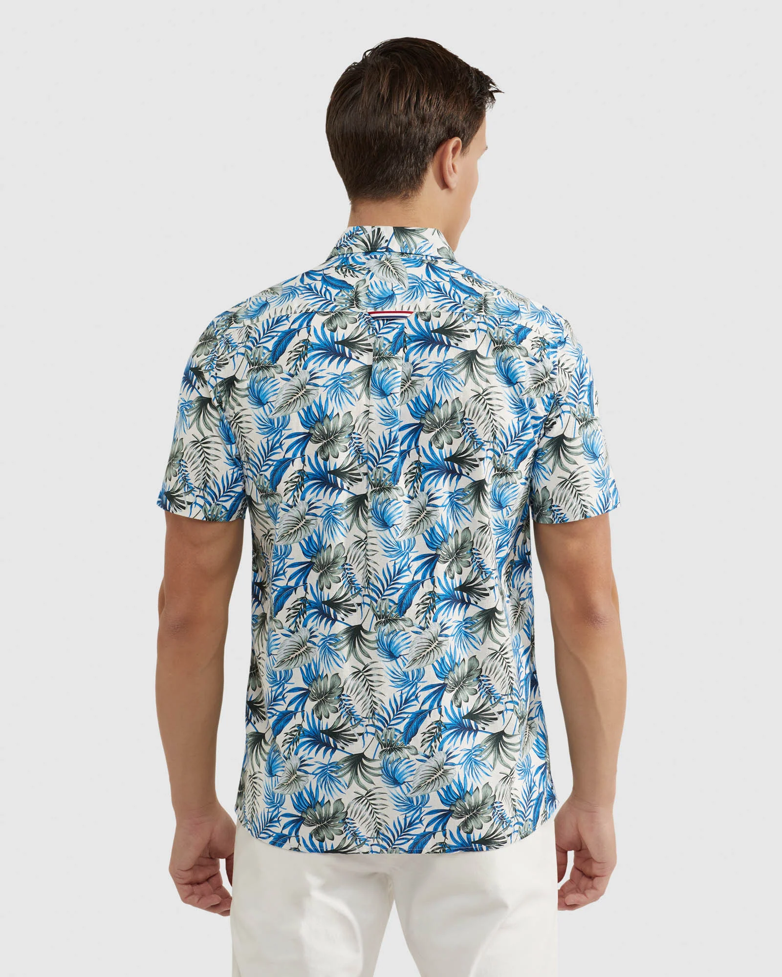 Leyton Linen Cotton Print Short Sleeve Shirt - Image 3