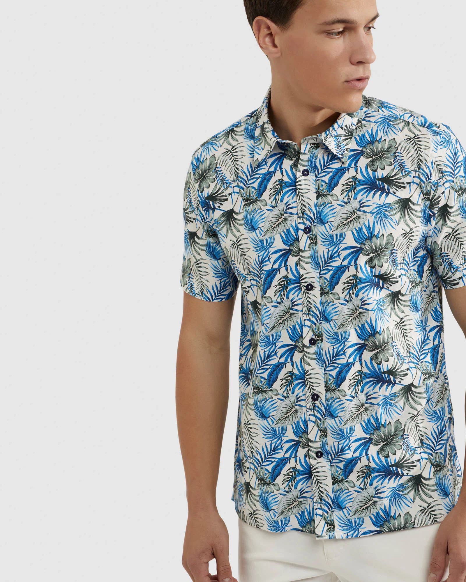 Leyton Linen Cotton Print Short Sleeve Shirt - Image 4