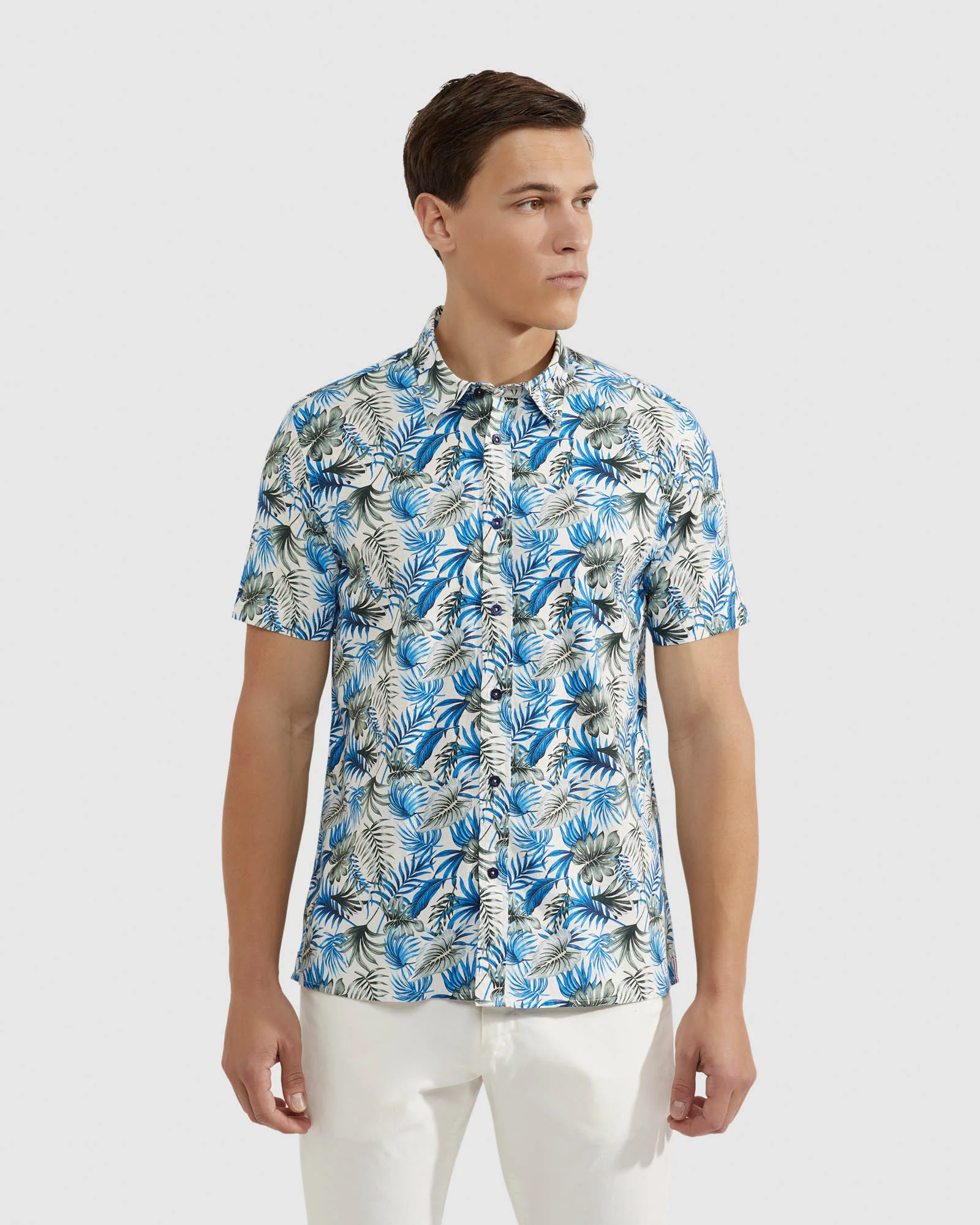 Leyton Linen Cotton Print Short Sleeve Shirt - Image 5