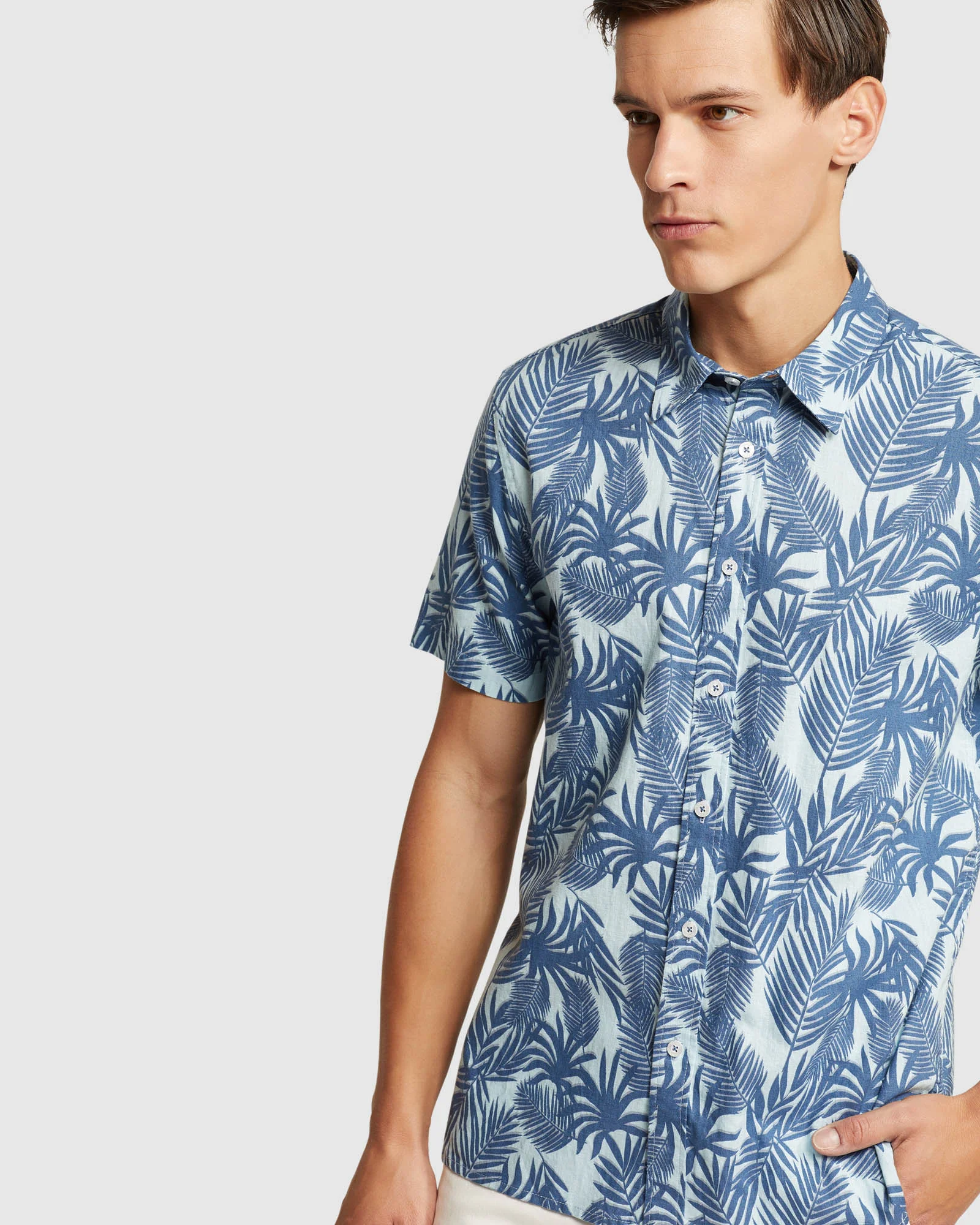 Leyton Linen Cotton Printed Short Sleeve Shirt - Image 4