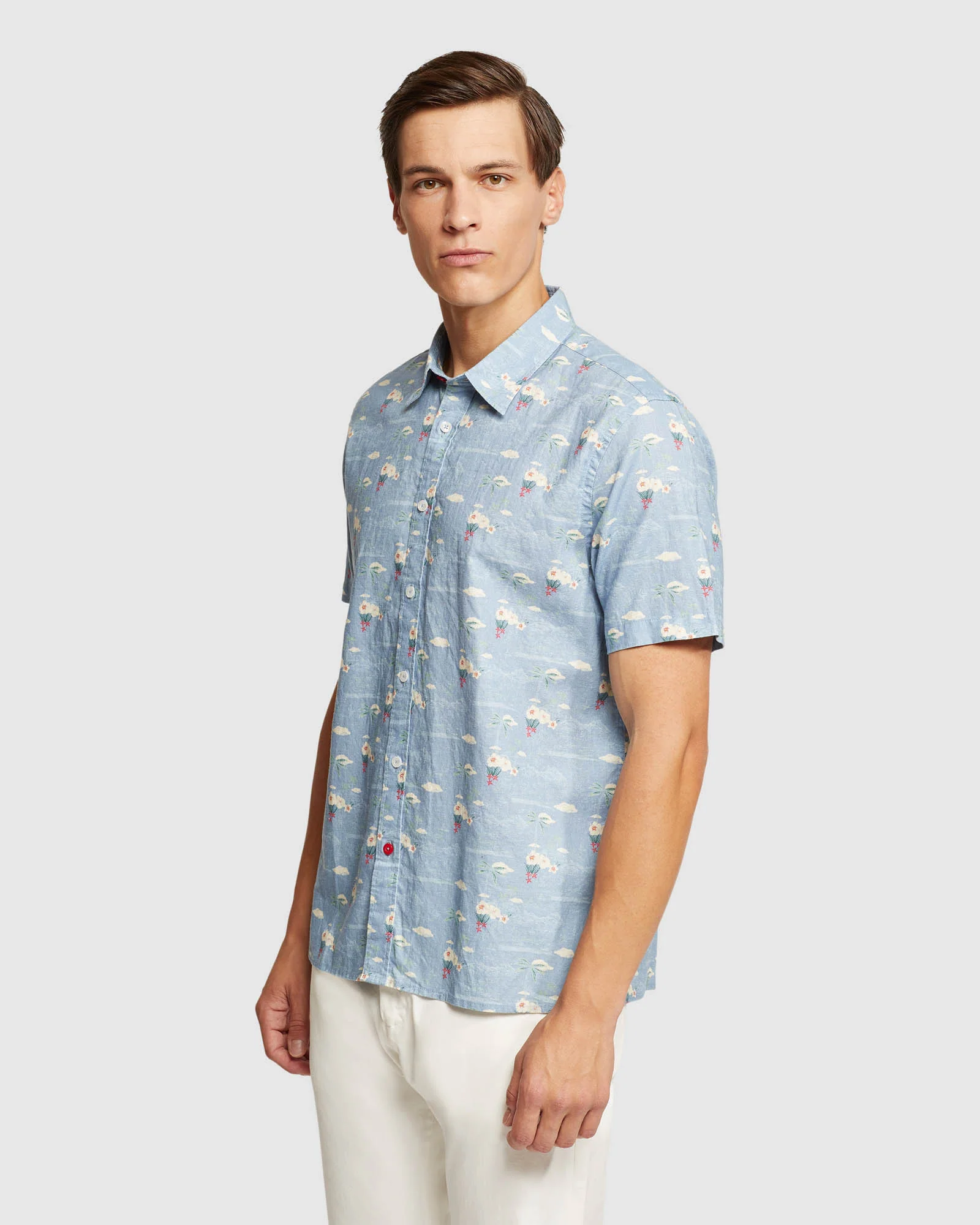 Leyton Linen Cotton Printed Short Sleeve Shirt - Image 2