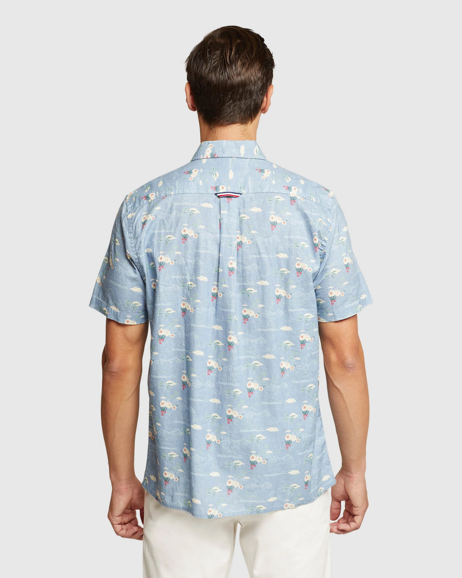 Leyton Linen Cotton Printed Short Sleeve Shirt - Image 3