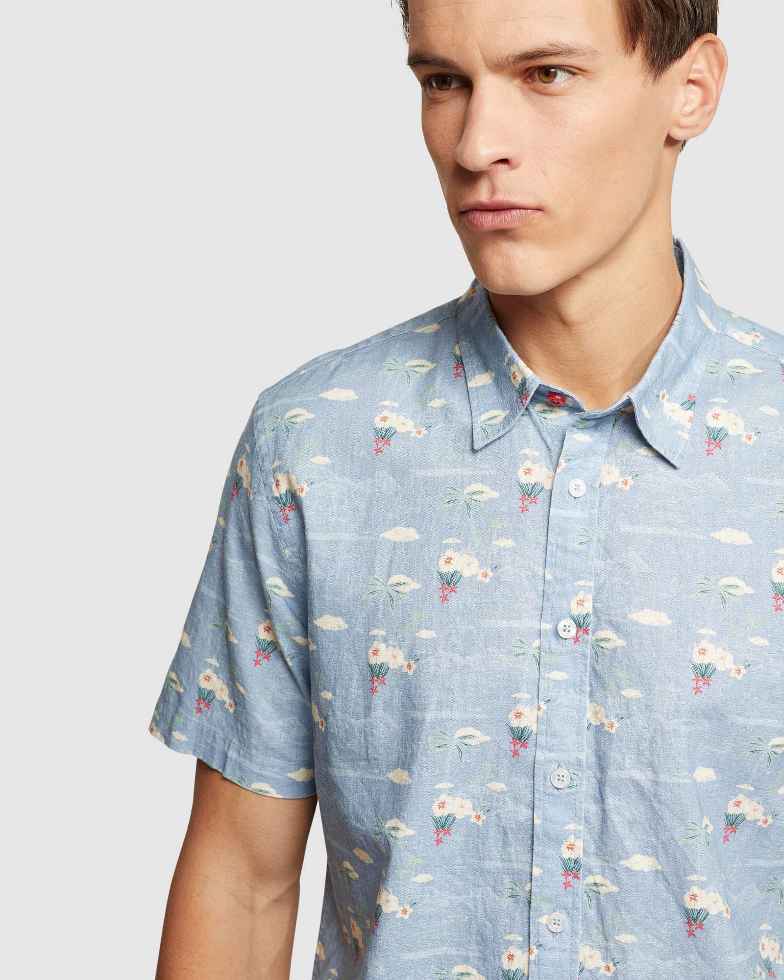 Leyton Linen Cotton Printed Short Sleeve Shirt - Image 4