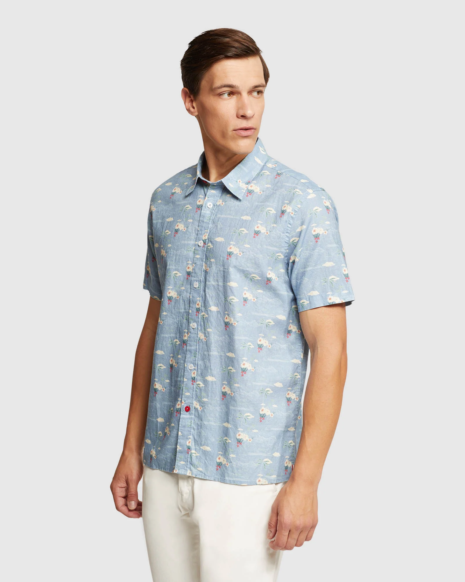 Leyton Linen Cotton Printed Short Sleeve Shirt - Image 5