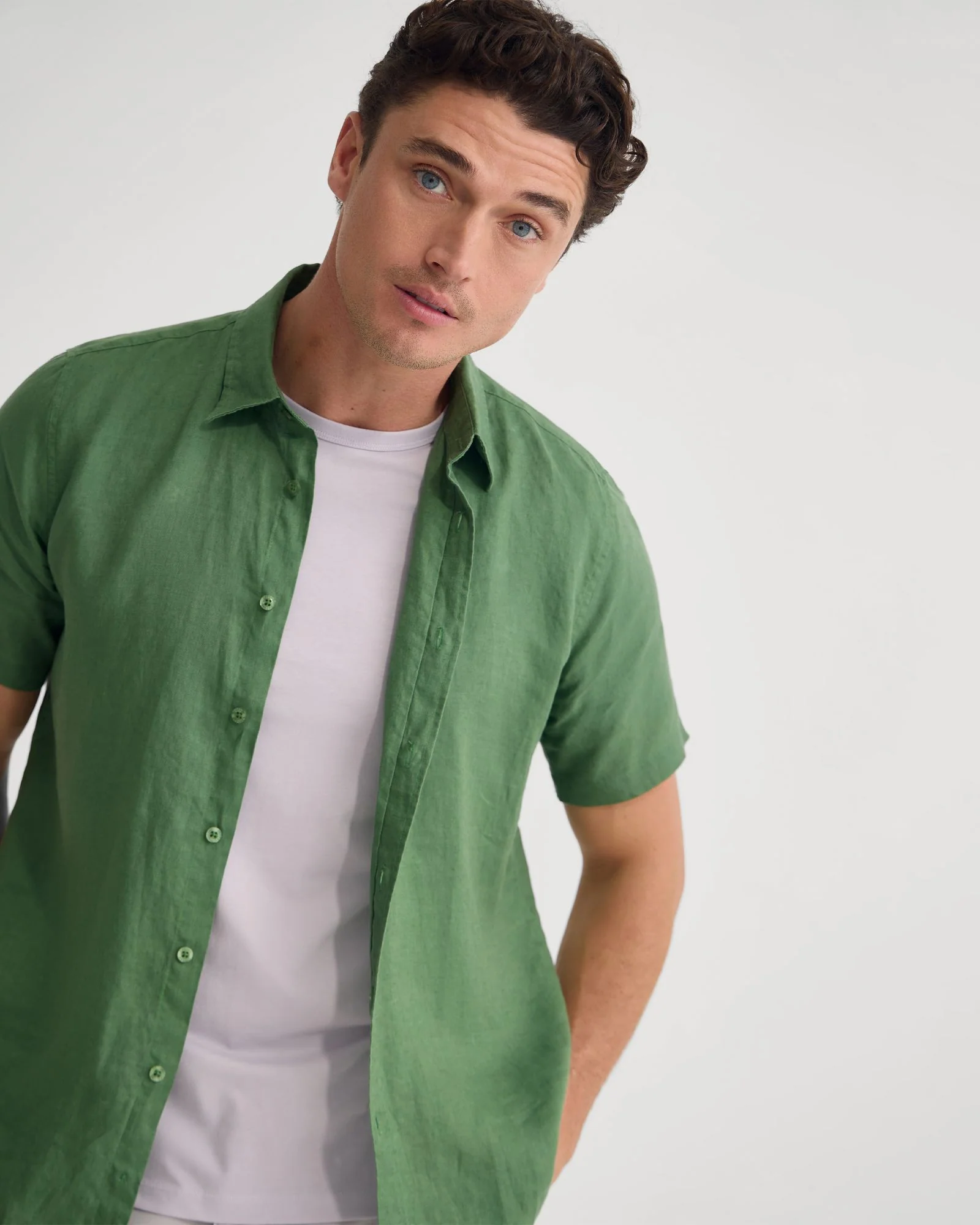 Leyton French Linen Short Sleeve Shirt - Image 11