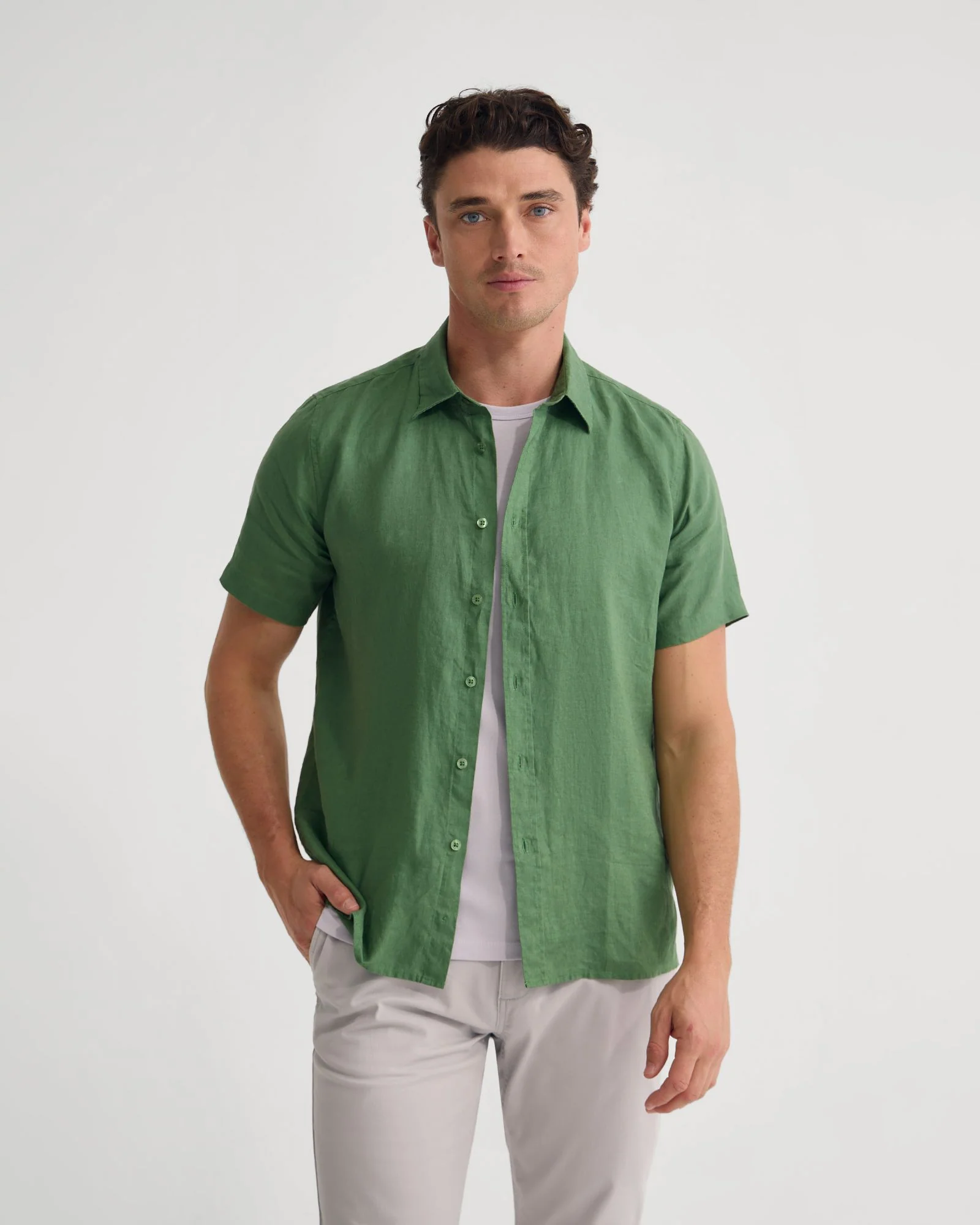 Leyton French Linen Short Sleeve Shirt - Image 12