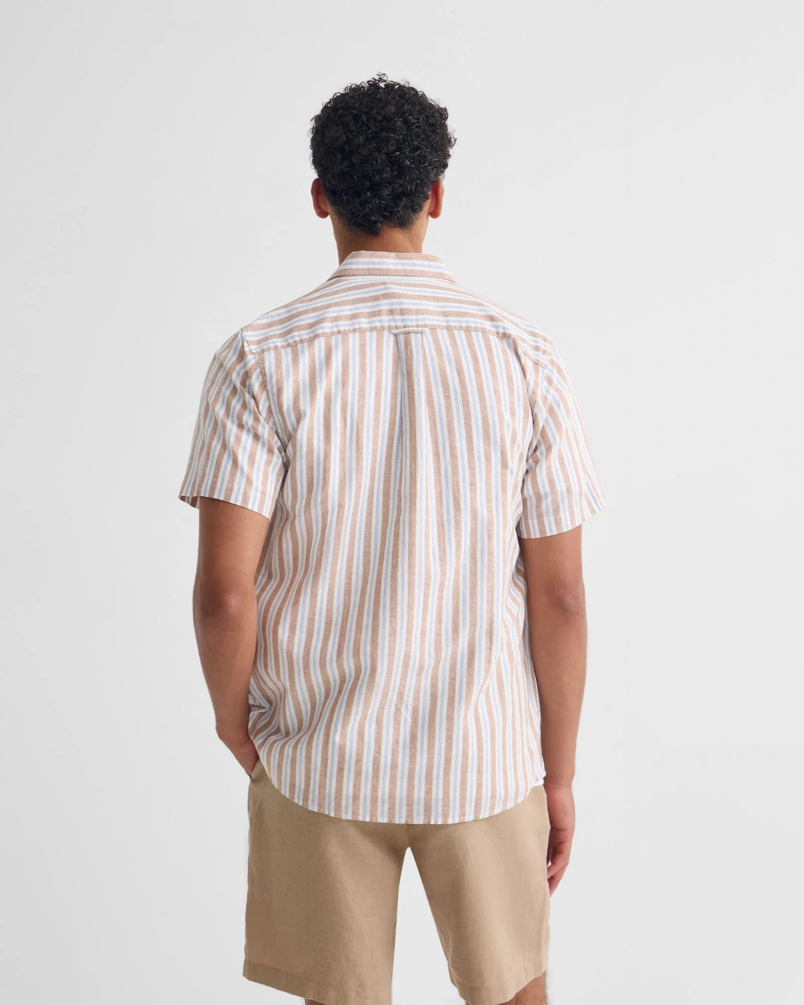 Leyton Short Sleeve Stripe Linen Shirt - Image 11