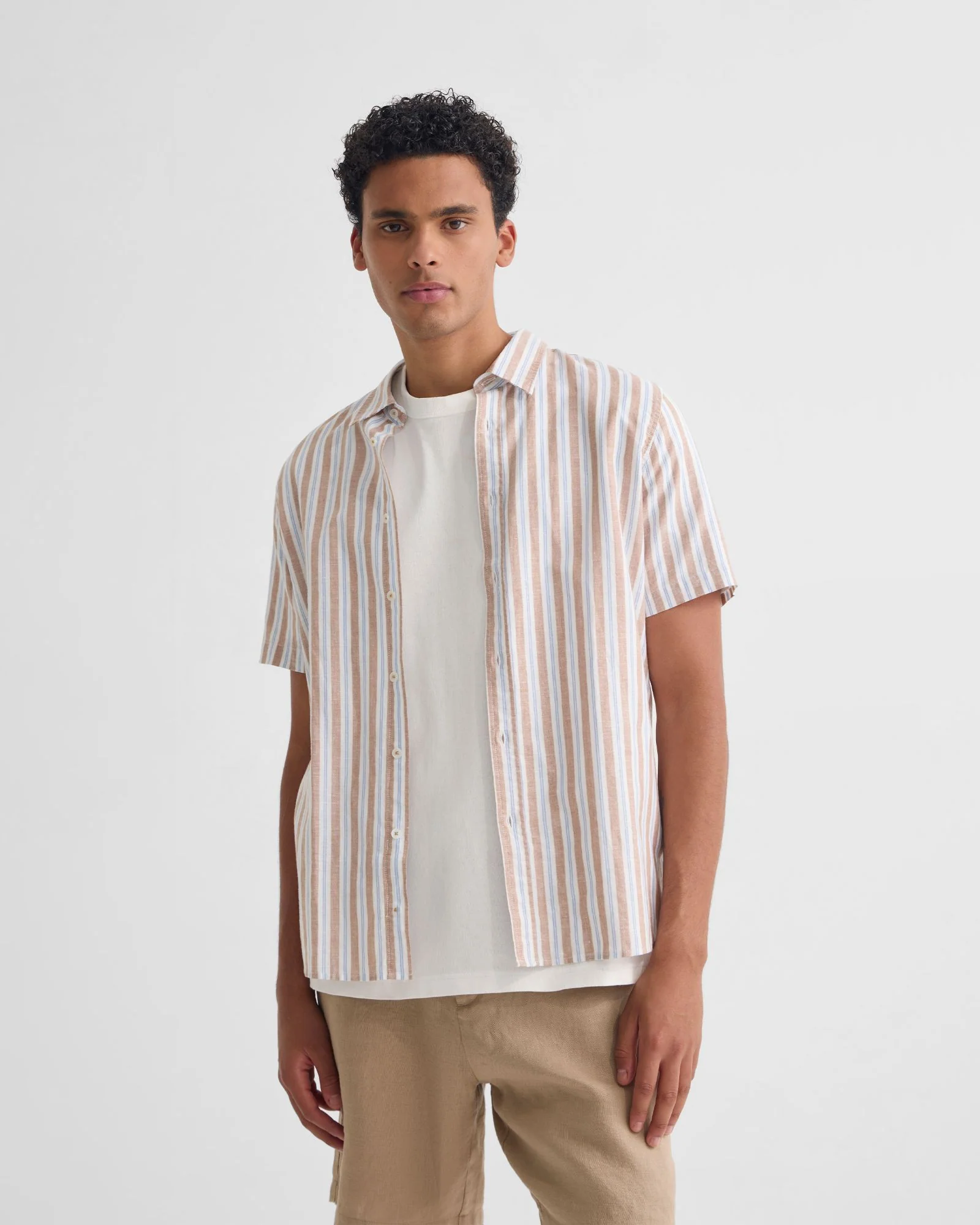 Leyton Short Sleeve Stripe Linen Shirt - Image 12