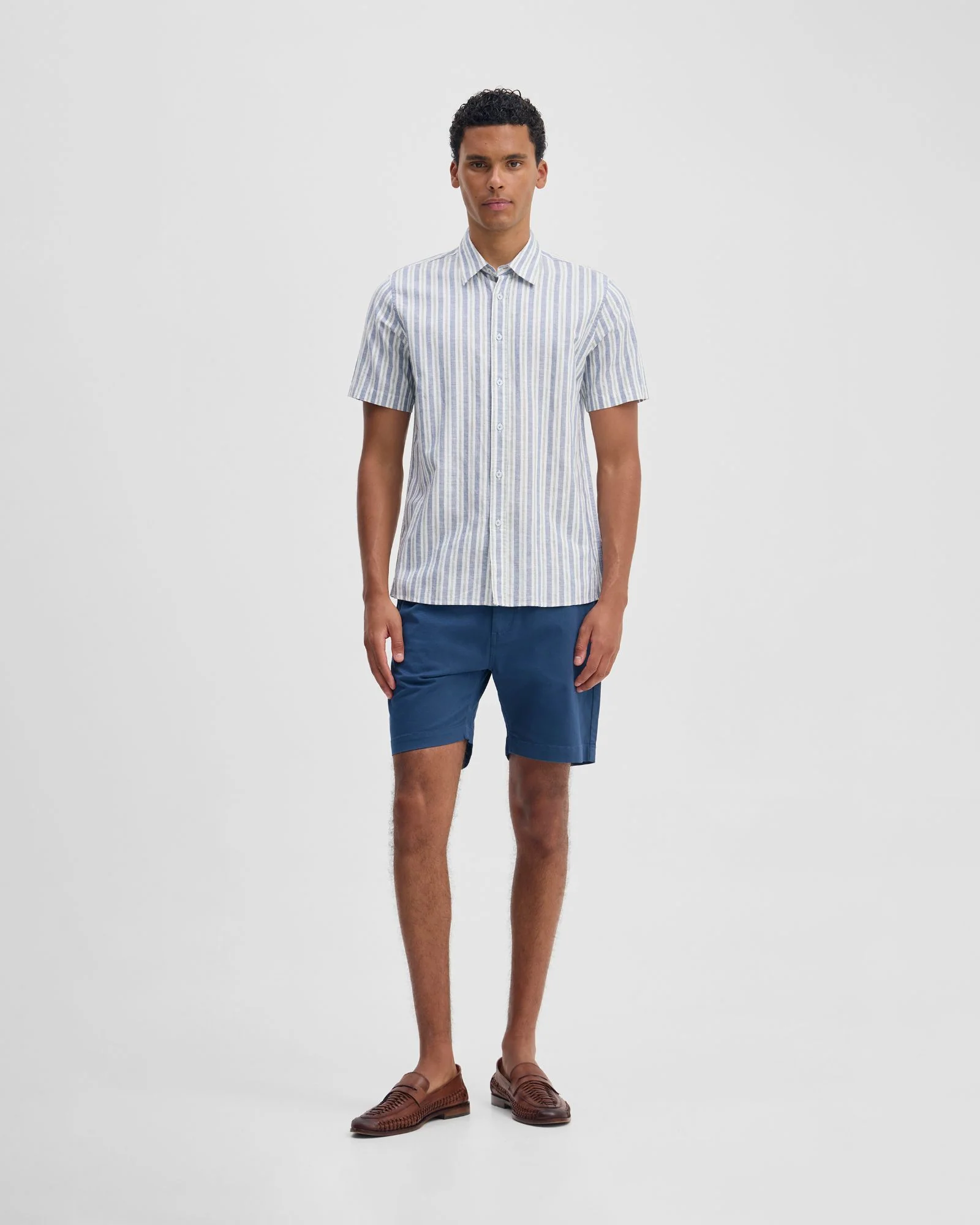 Leyton Short Sleeve Stripe Linen Shirt - Image 2
