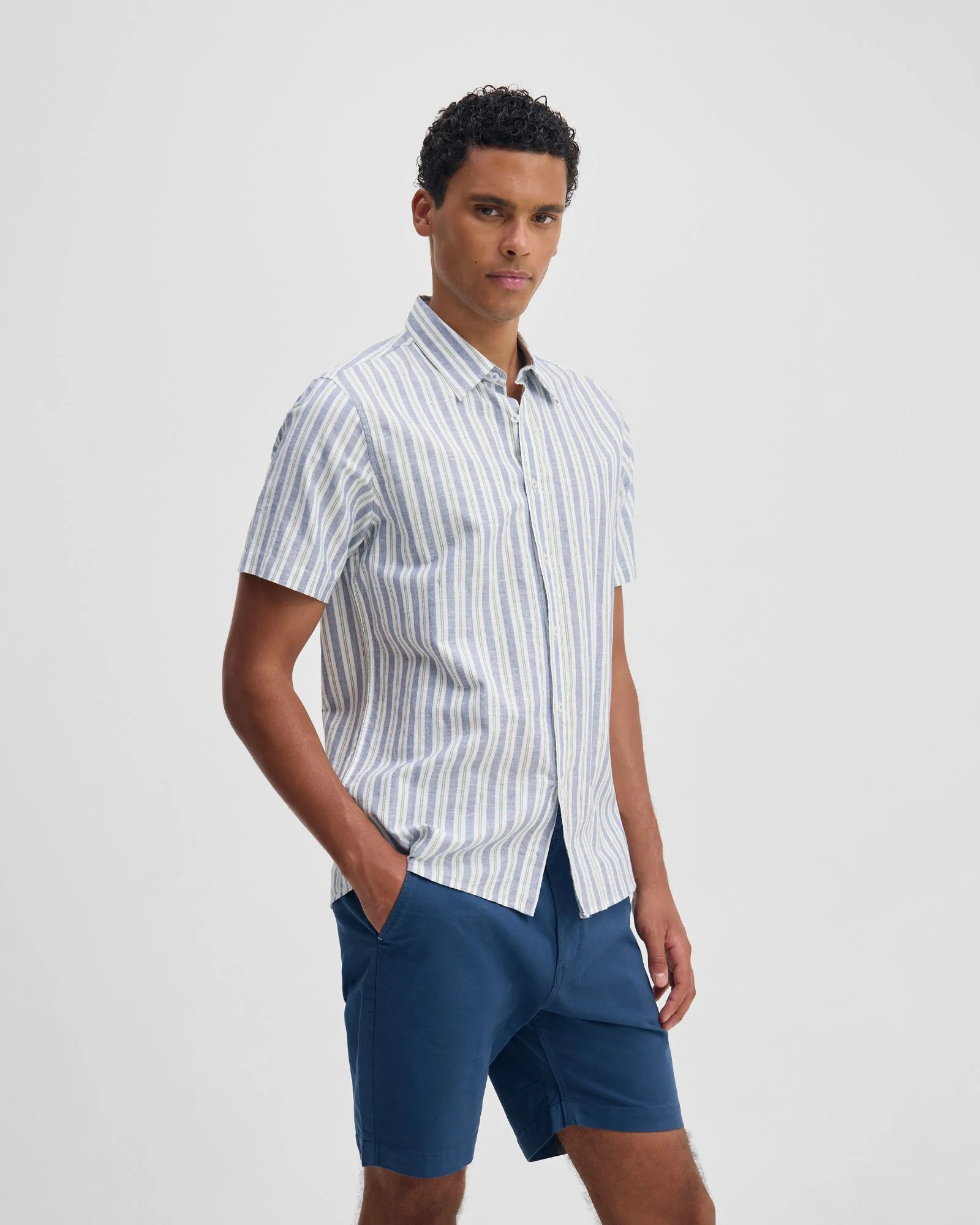 Leyton Short Sleeve Stripe Linen Shirt - Image 3