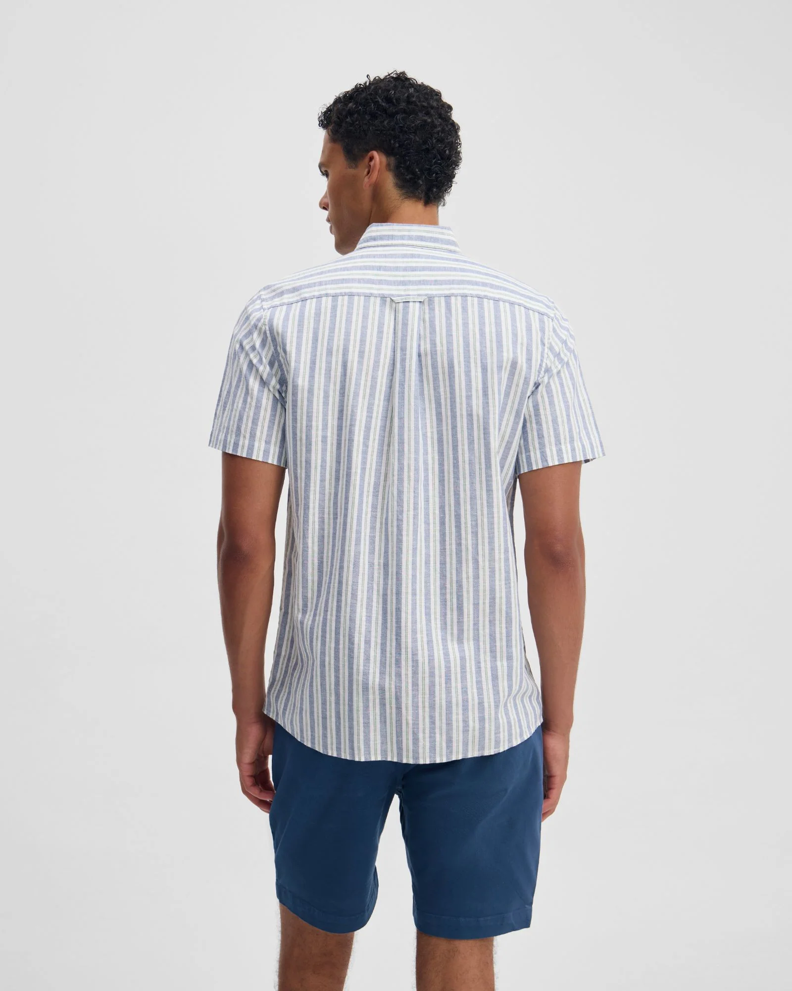 Leyton Short Sleeve Stripe Linen Shirt - Image 4