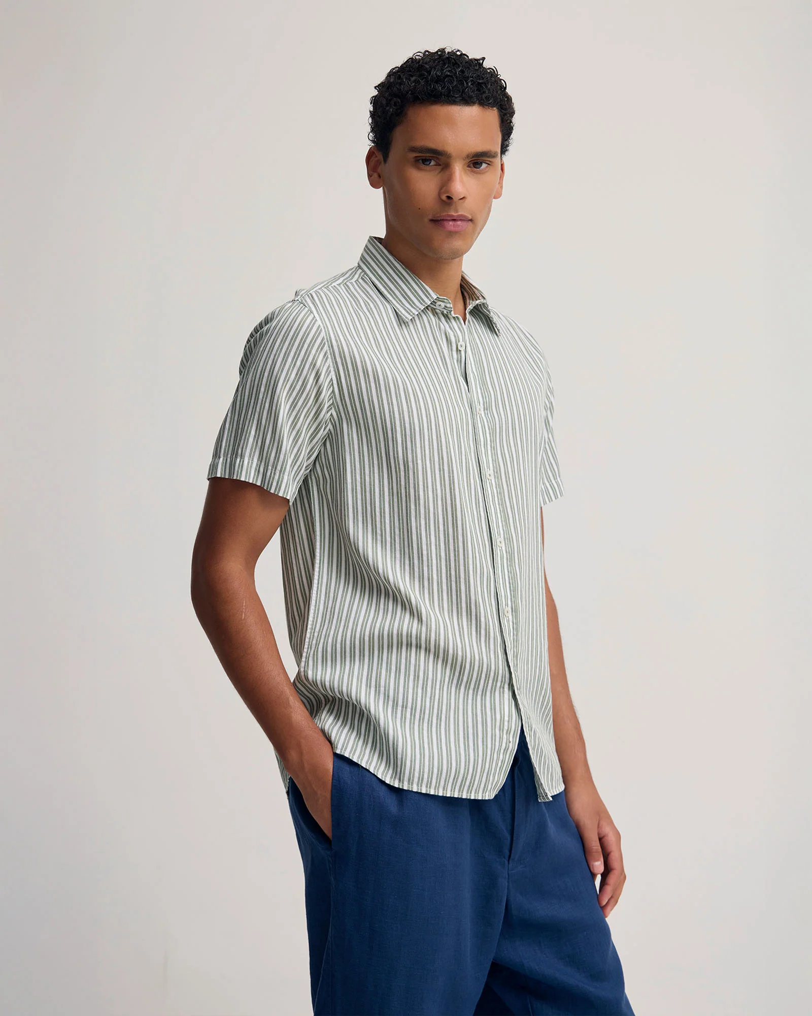 Leyton Short Sleeve Stripe Linen Shirt - Image 2