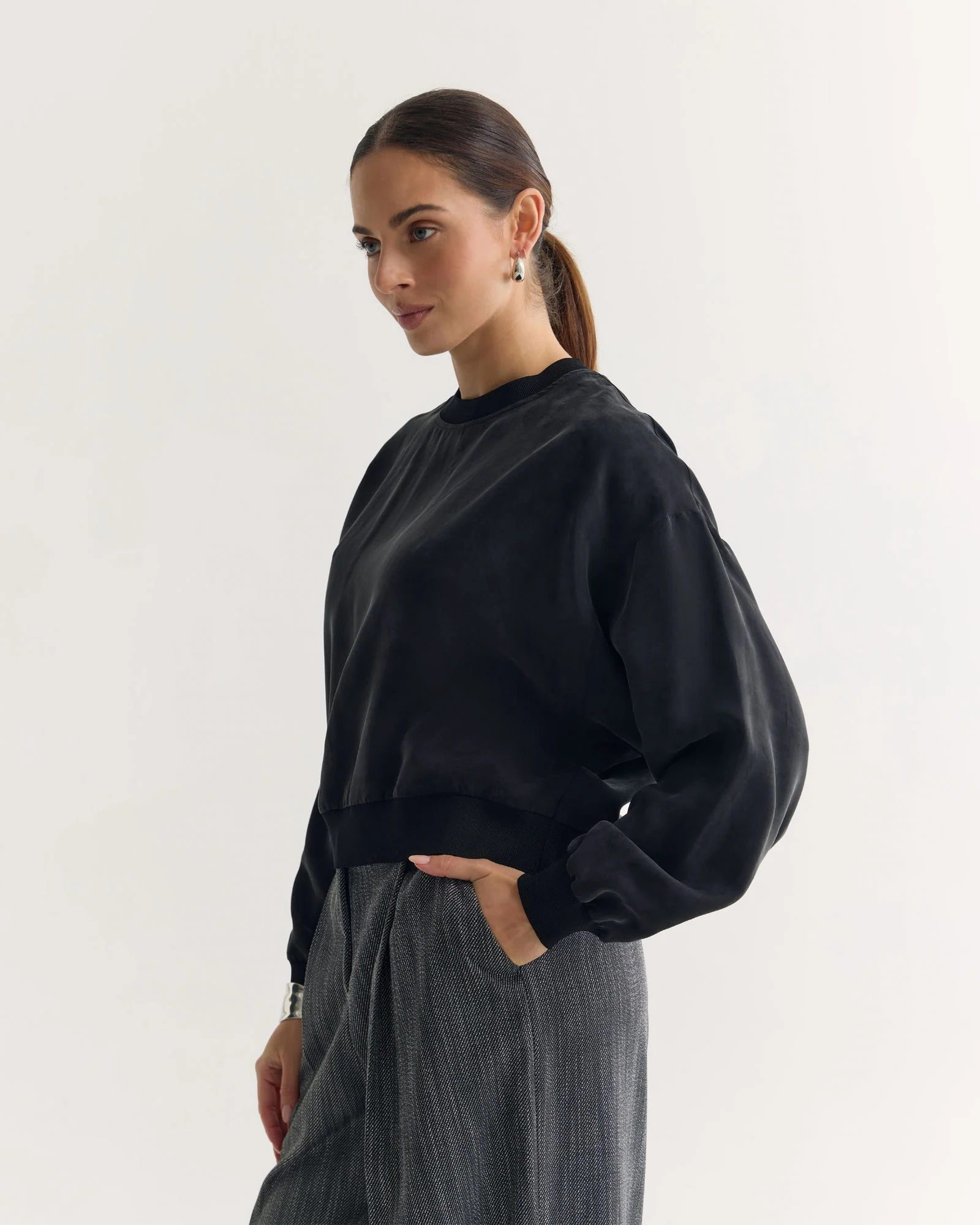 Lola Rib Collar Cupro Top - Image 2