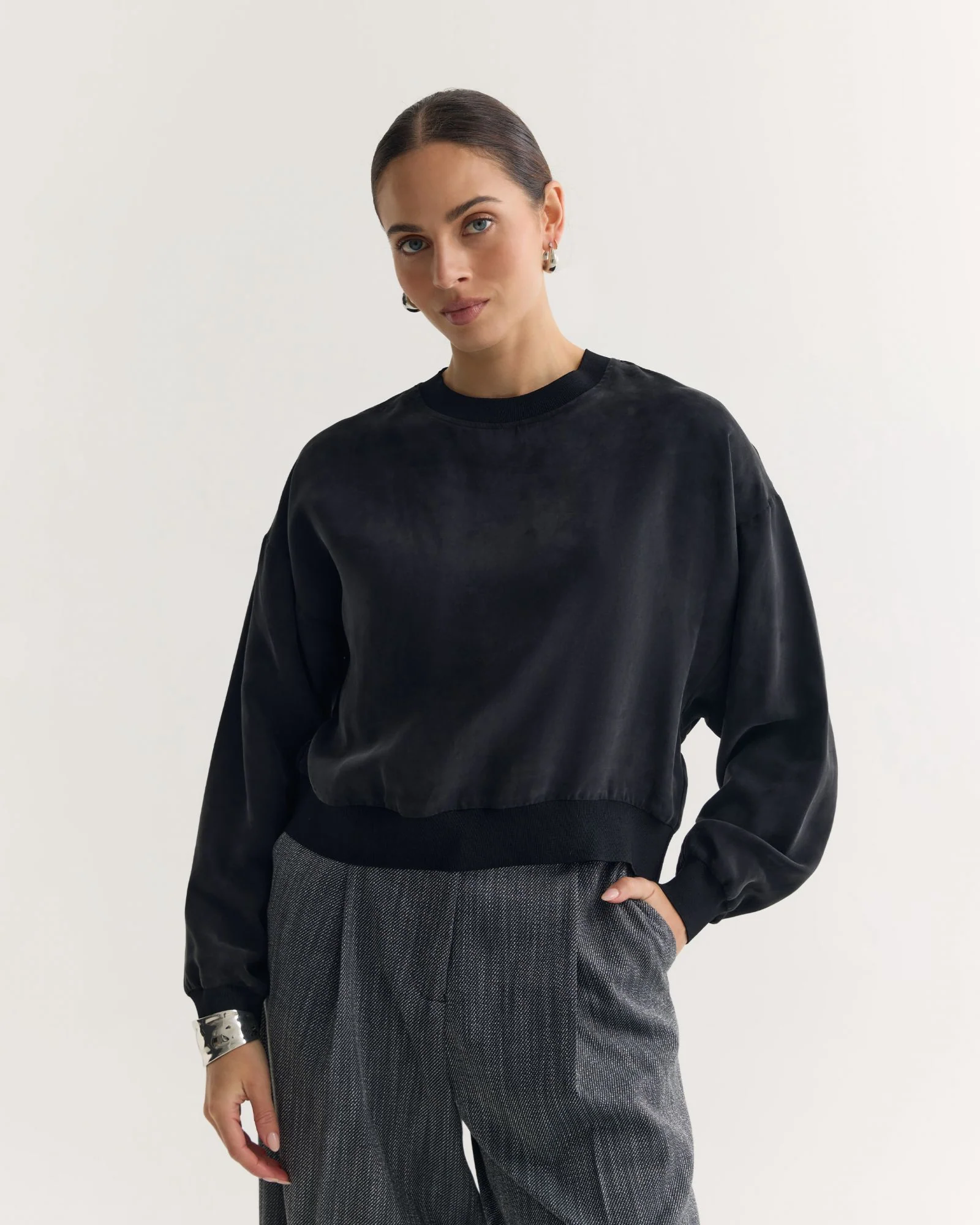 Lola Rib Collar Cupro Top - Image 5