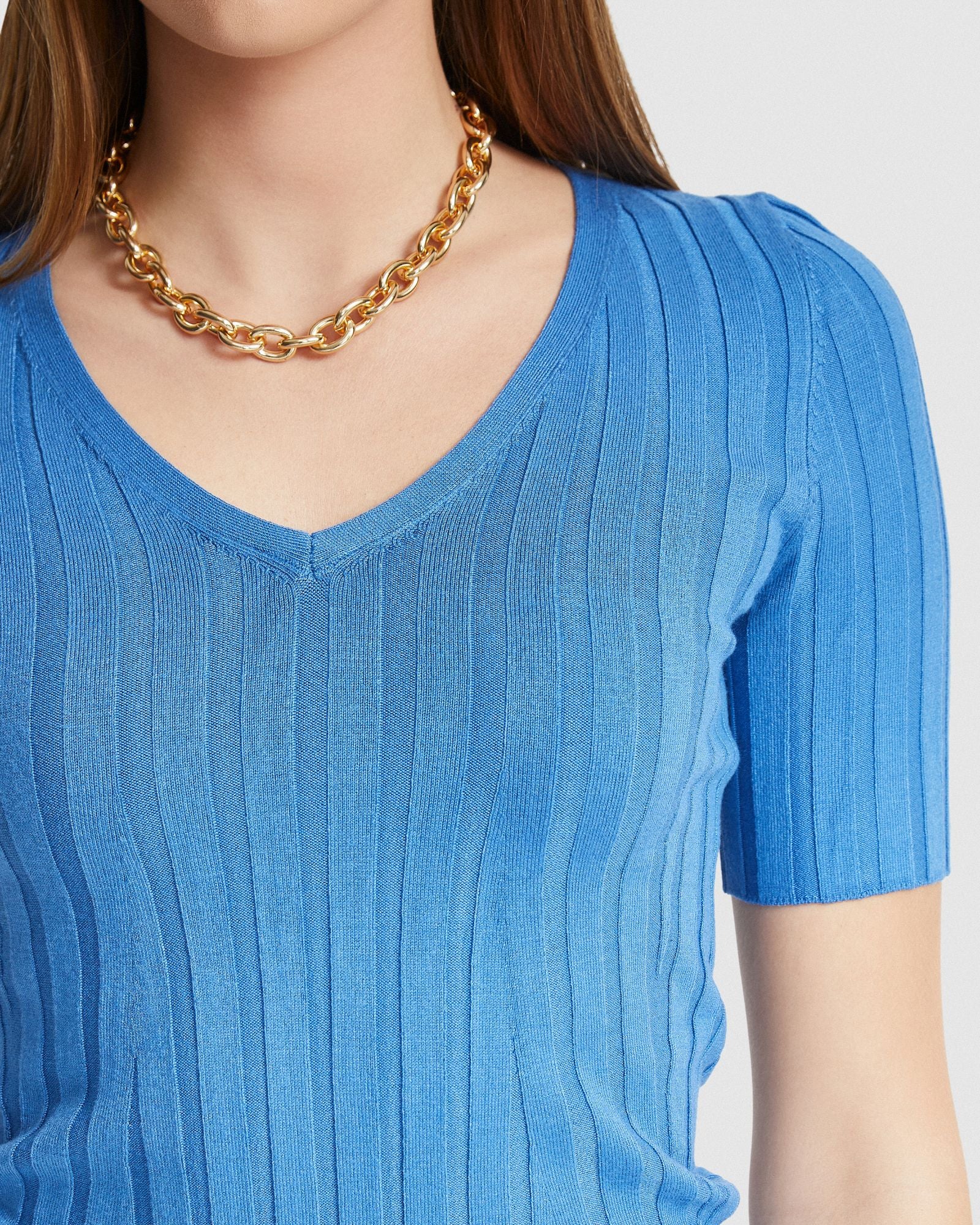 Lucy Rib V-Neck Knitted Top - Image 6
