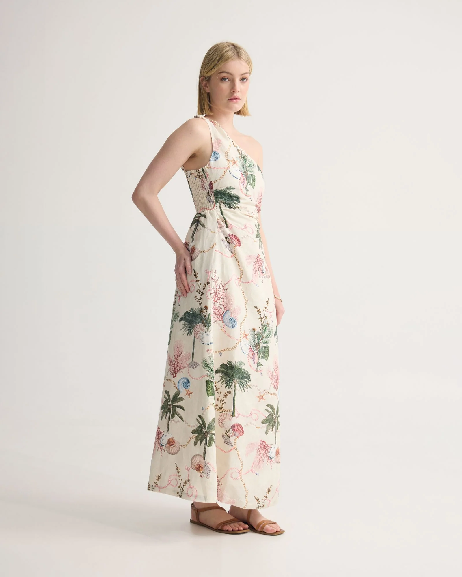 Maja One Shoulder Linen Dress - Image 3
