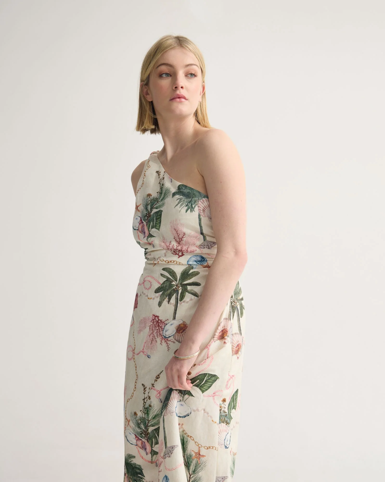 Maja One Shoulder Linen Dress - Image 5