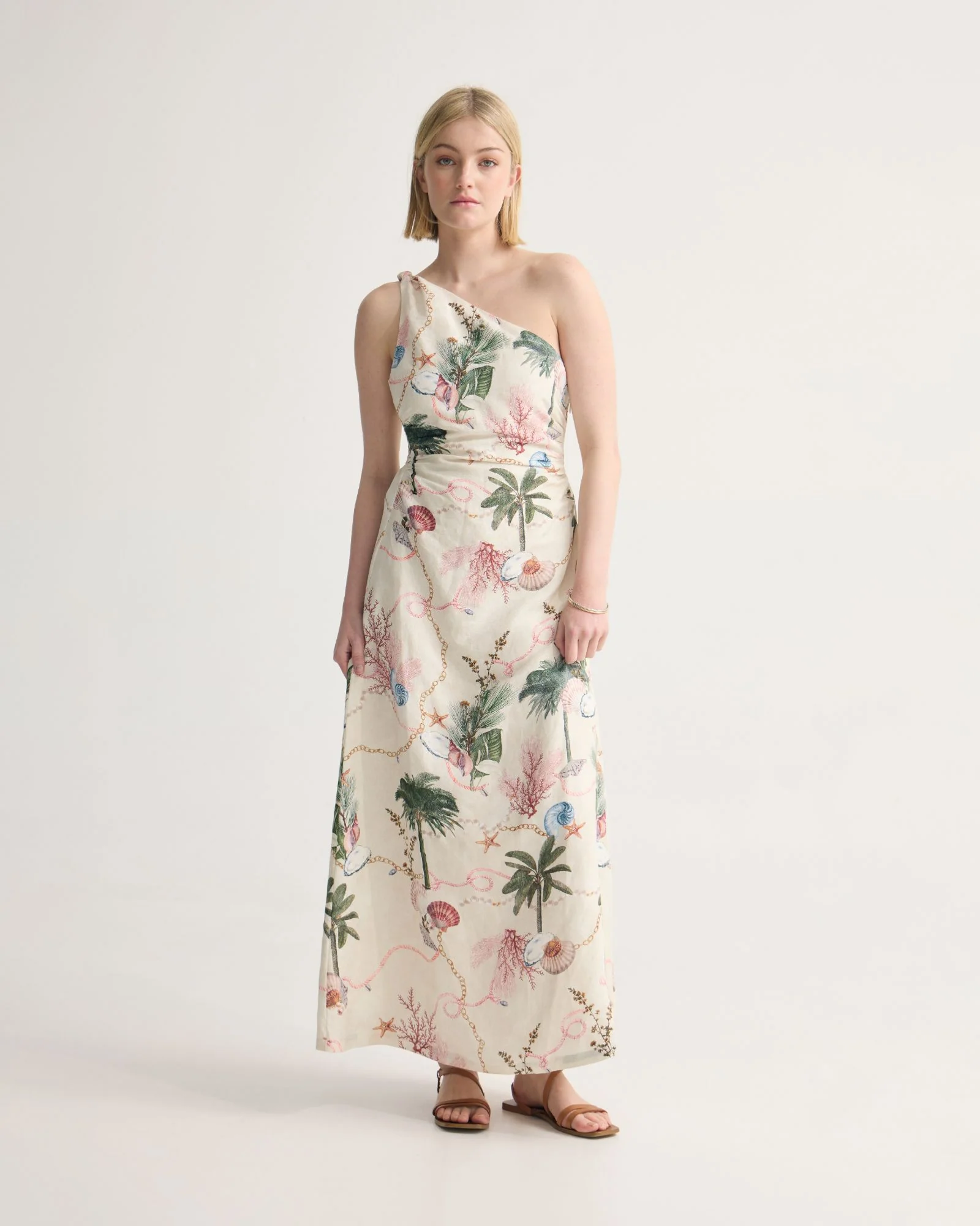 Maja One Shoulder Linen Dress - Image 6