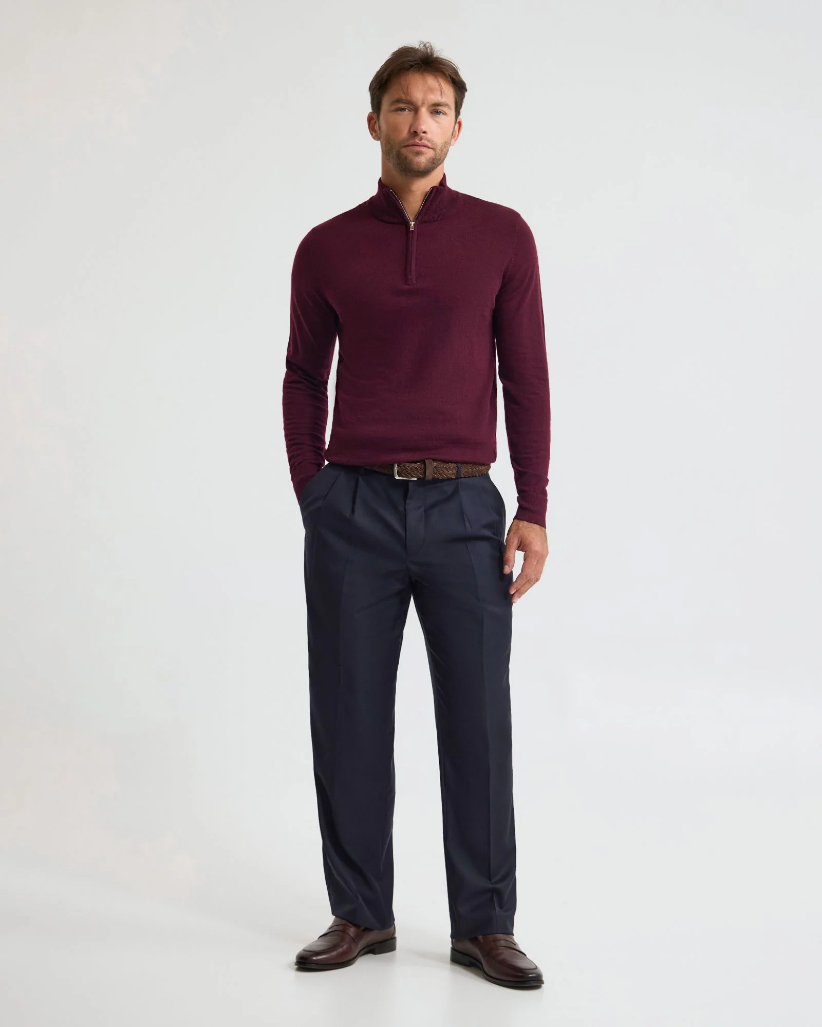Merino Zip-Neck Wool Pullover - Image 16