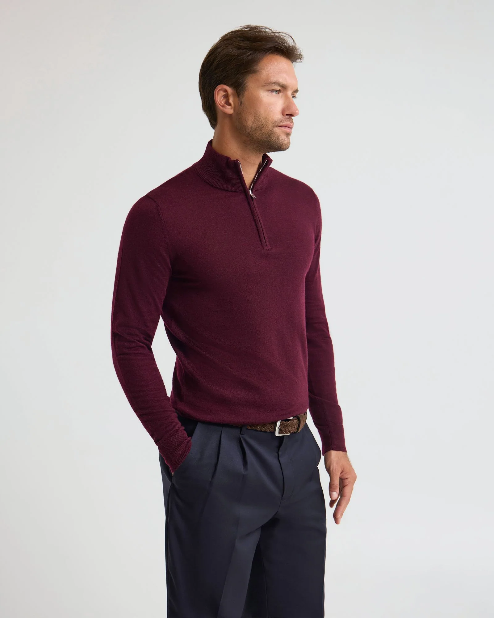 Merino Zip-Neck Wool Pullover - Image 17