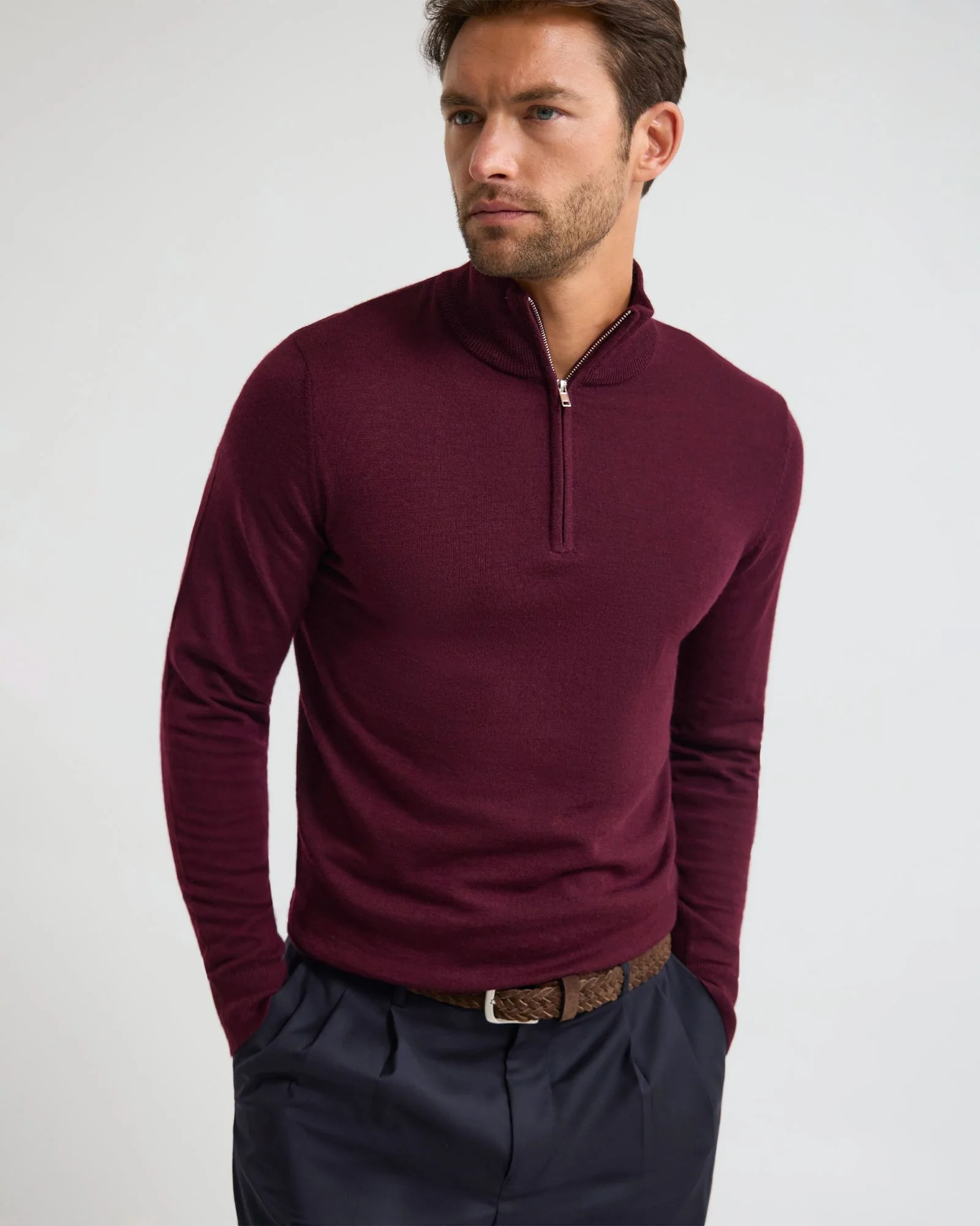 Merino Zip-Neck Wool Pullover - Image 19