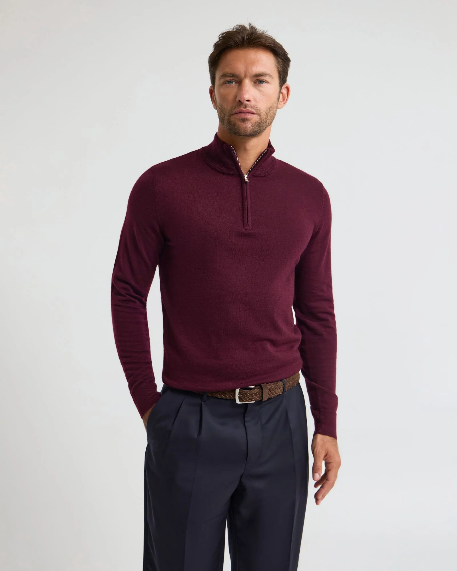 Merino Zip-Neck Wool Pullover - Image 20