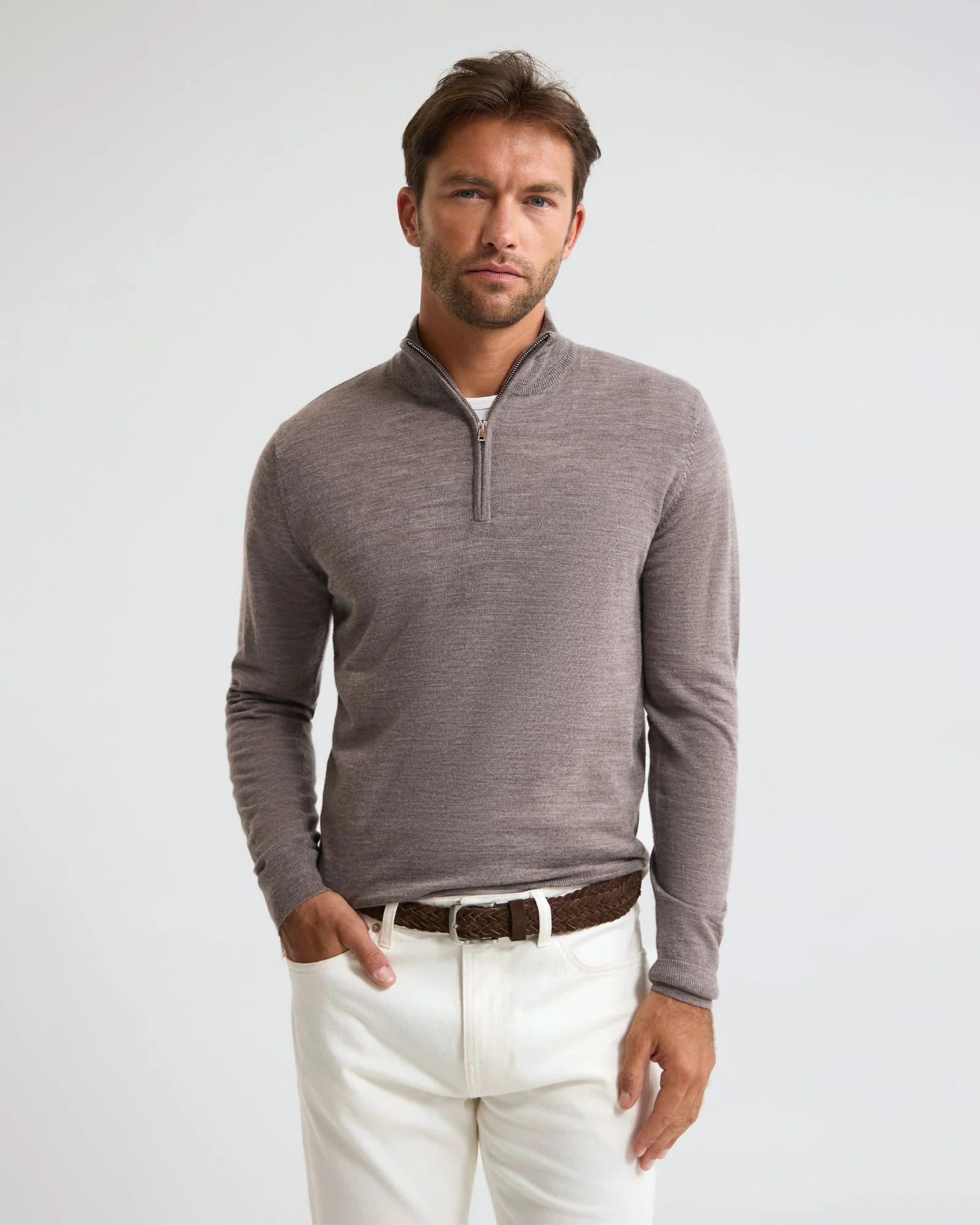 Merino Zip-Neck Wool Pullover - Image 27