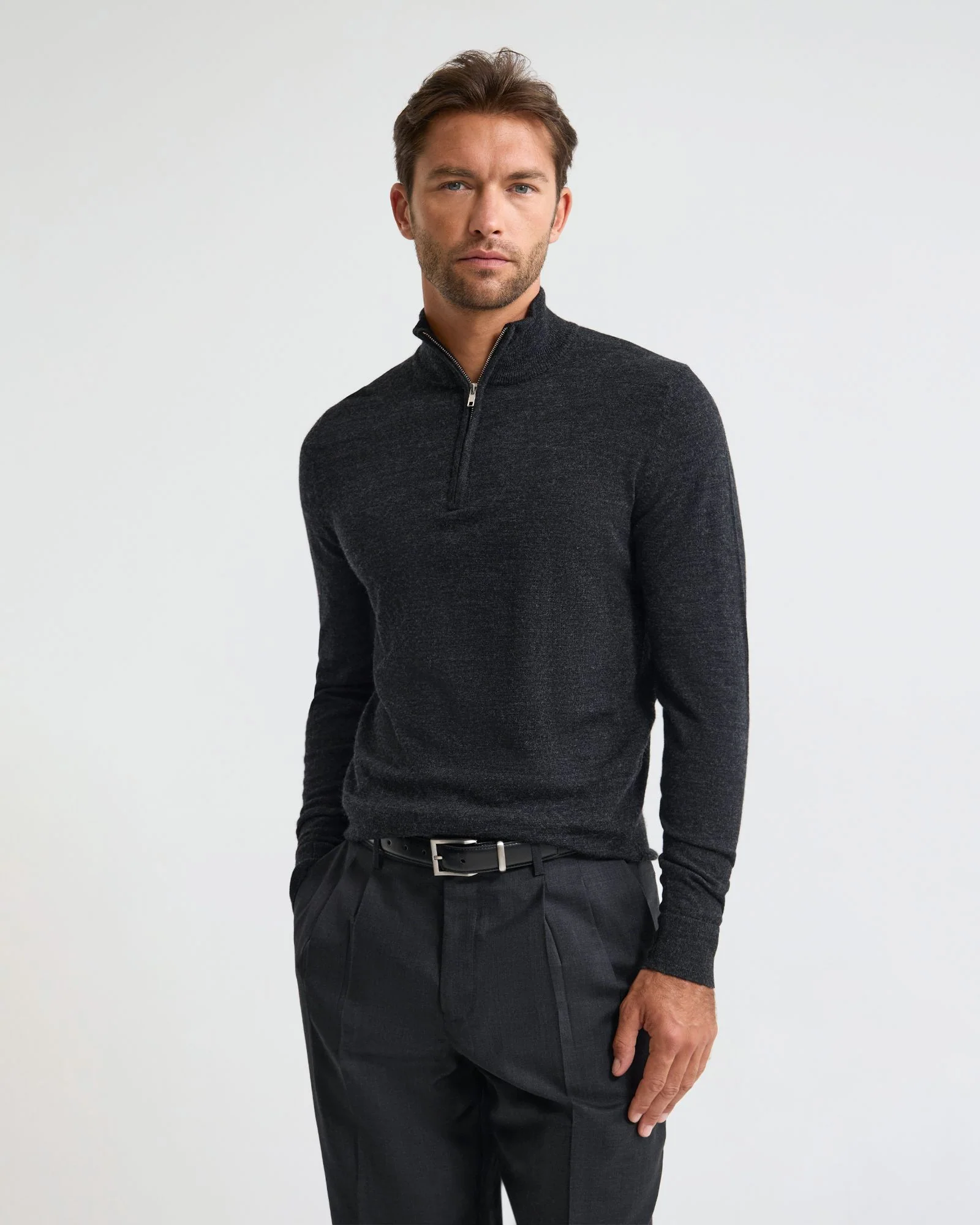 Merino Zip-Neck Wool Pullover - Image 34
