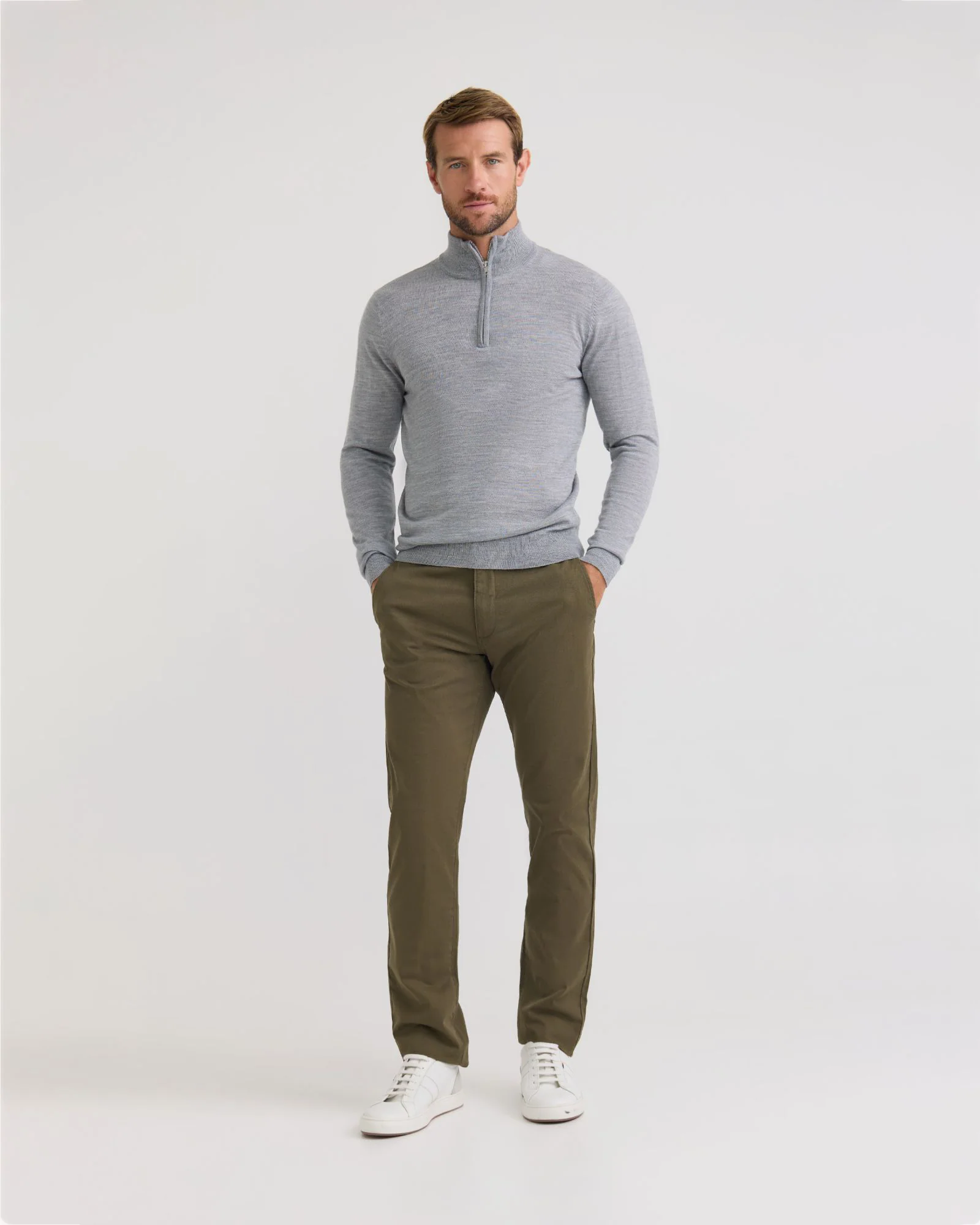 Merino Zip Neck Wool Pullover - Image 13
