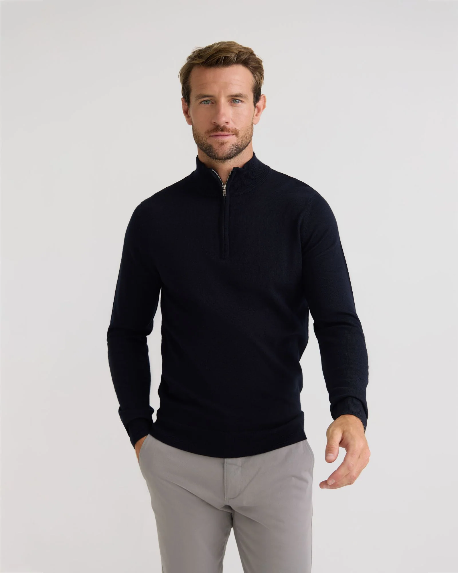 Merino Zip Neck Wool Pullover - Image 23