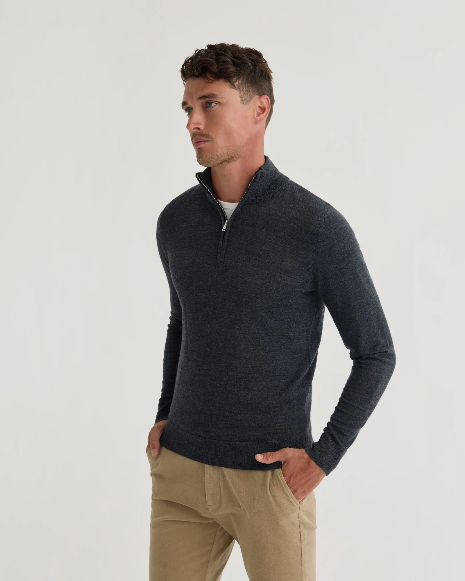 Merino Zip Neck Wool Pullover - Image 26