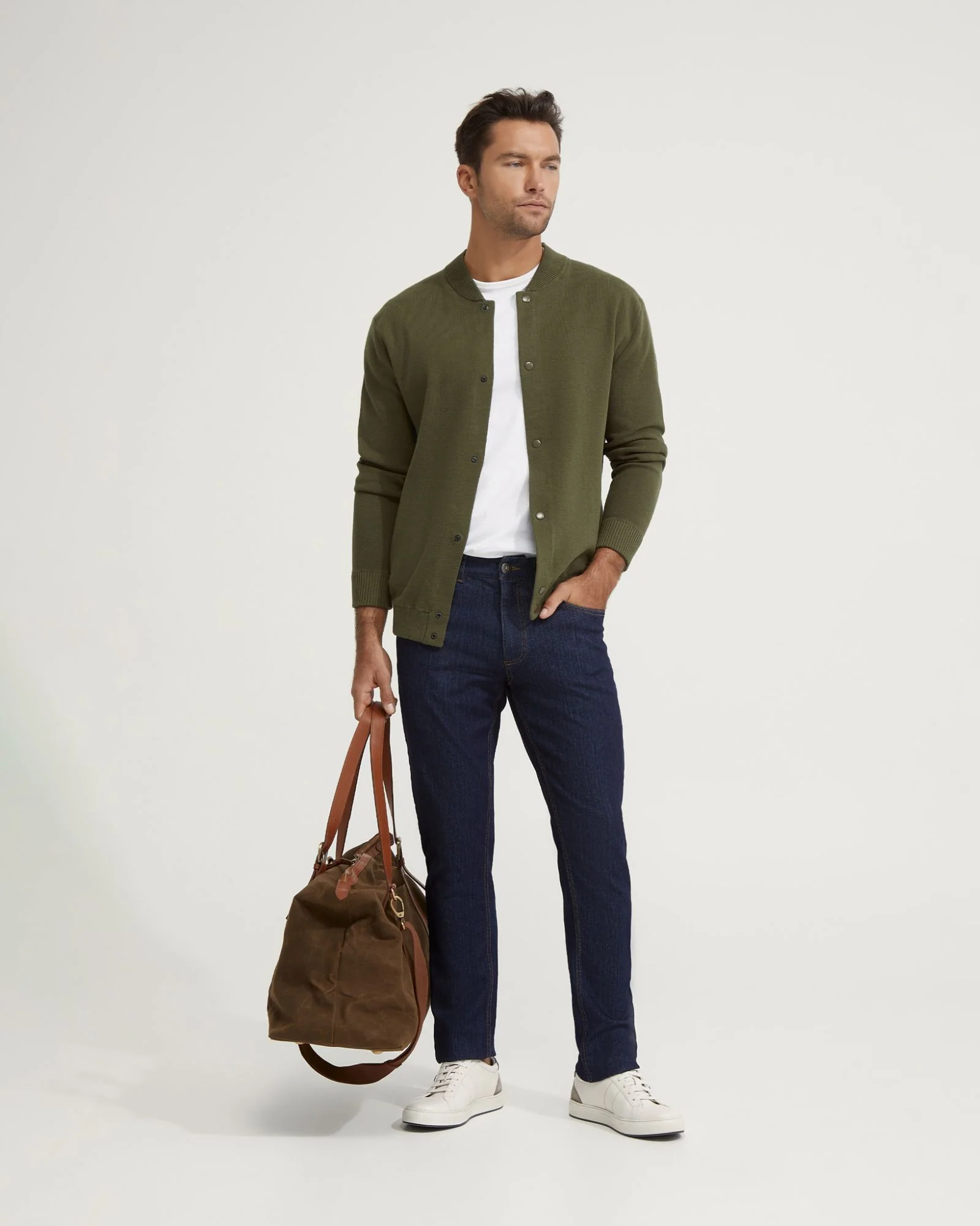 Miles Knitted Bomber Jacket - Image 7