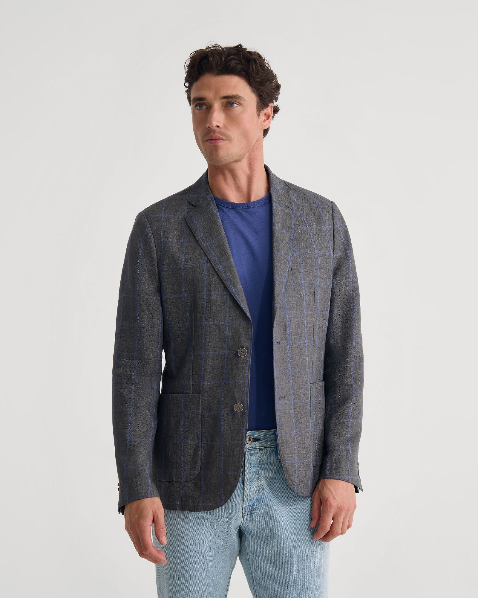 Milton Linen Check Blazer - Image 5