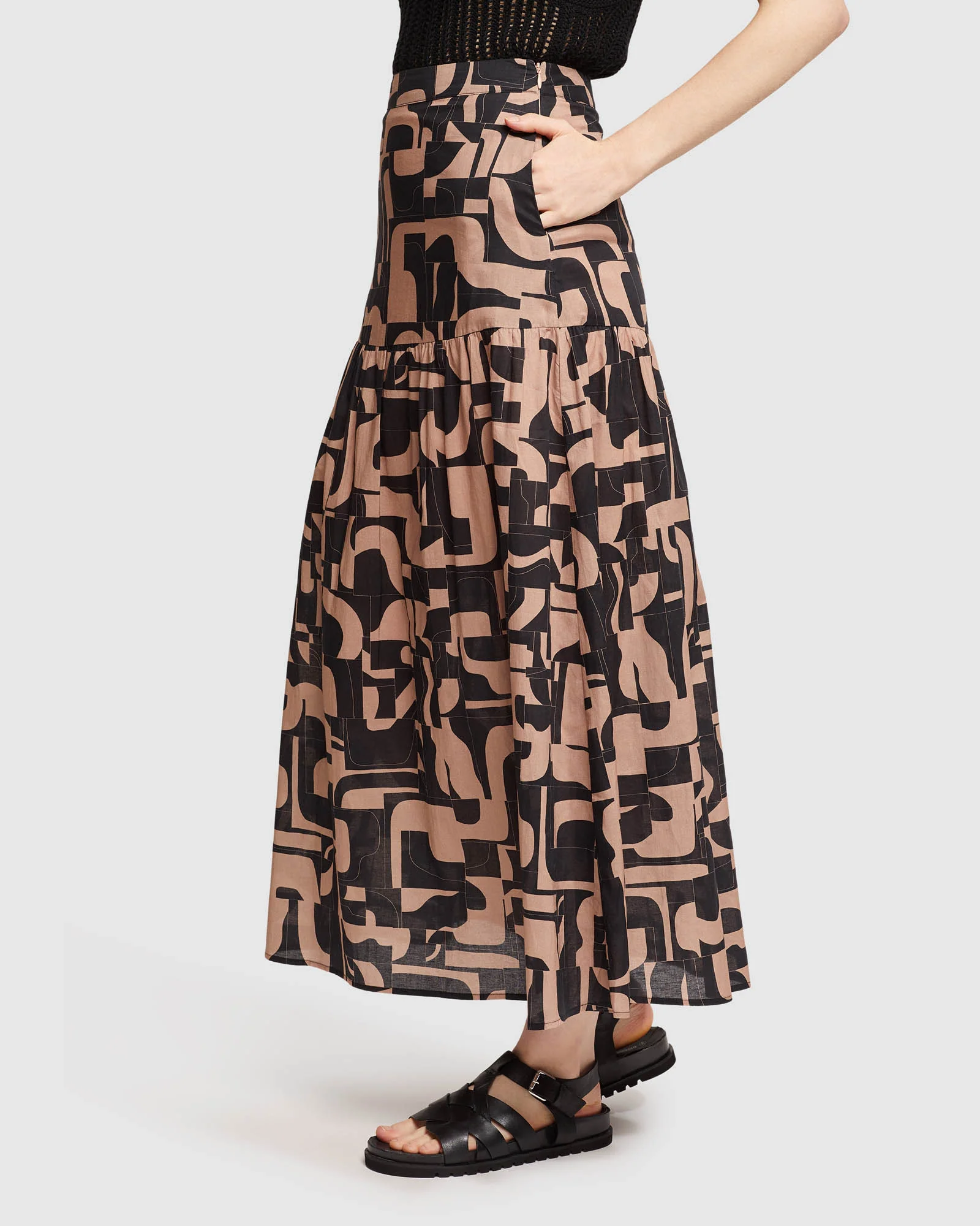 Olivia Geo Print Voile Skirt - Image 4