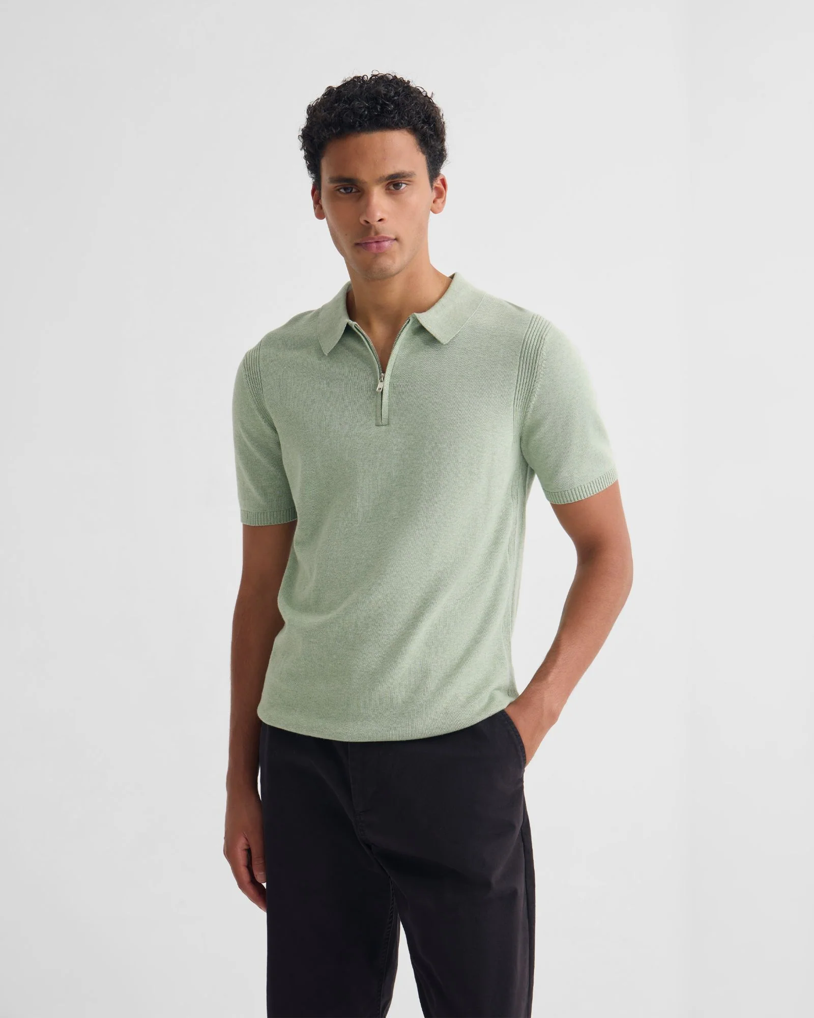 Otis Zip Neck Knitted Polo - Image 12