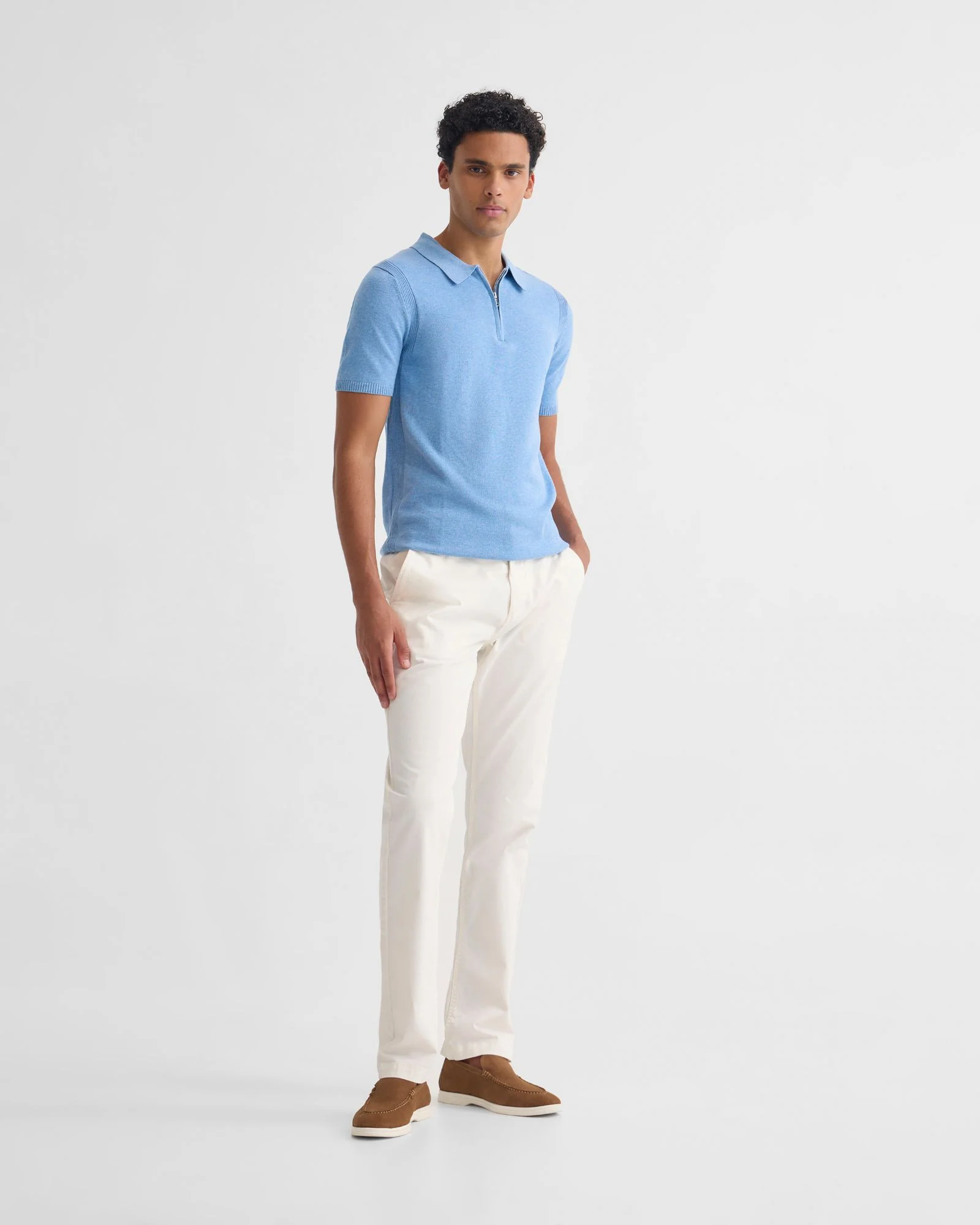 Otis Zip Neck Knitted Polo - Image 2